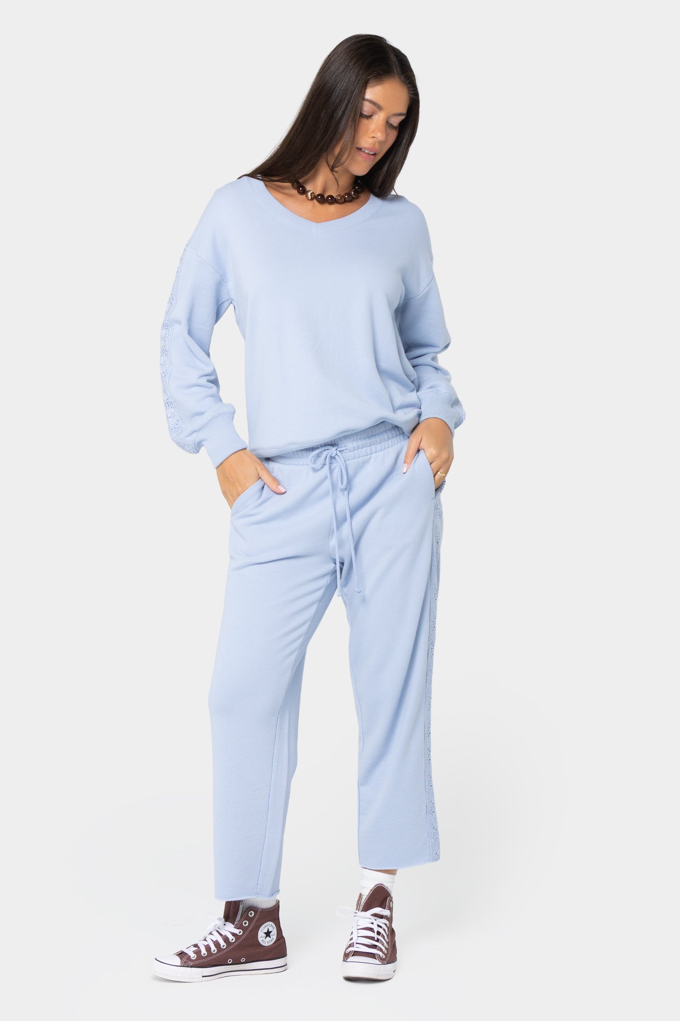 Boheme Cropped Pant with Crochet Trim