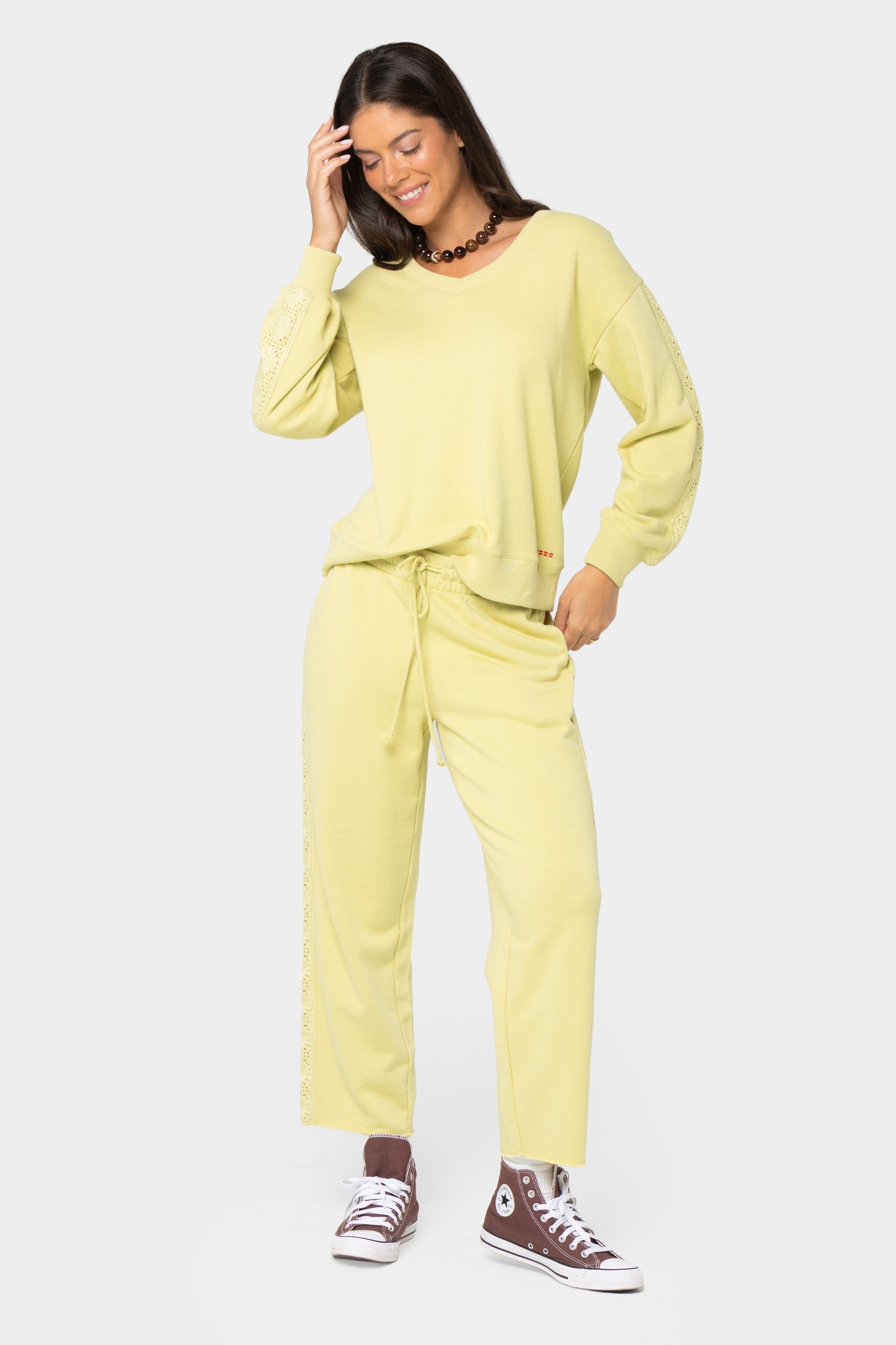 Boheme Cropped Pant with Crochet Trim