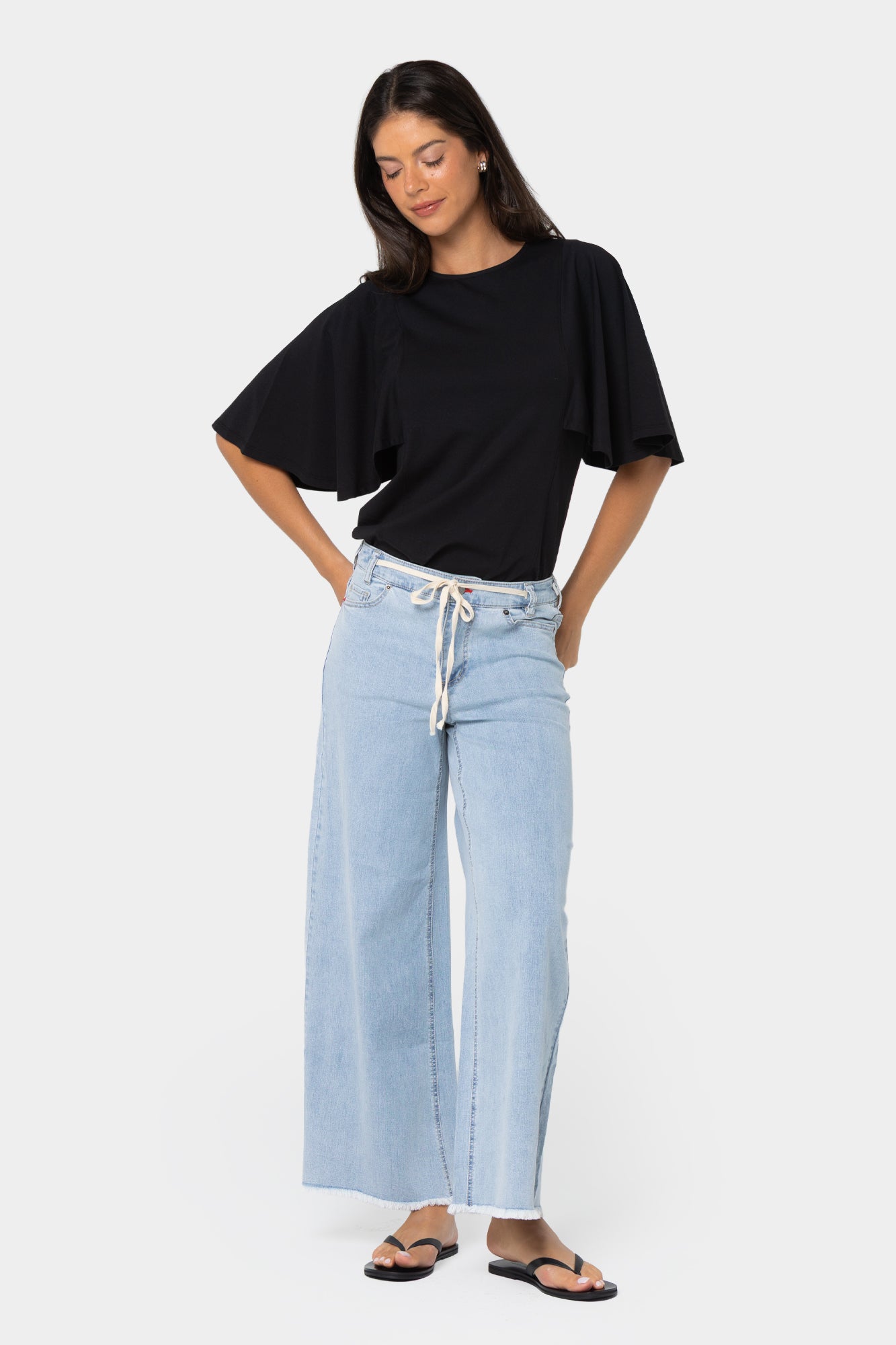 Drawcord Ankle Jeans