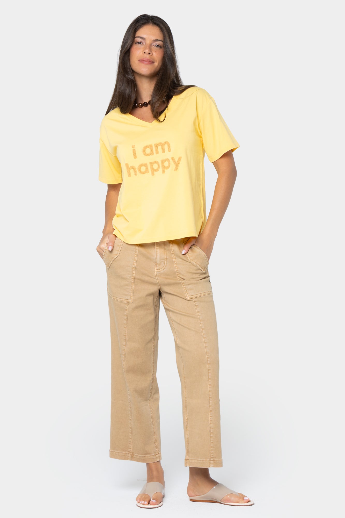 Boheme Mixed Media V-Neck Motif Tee