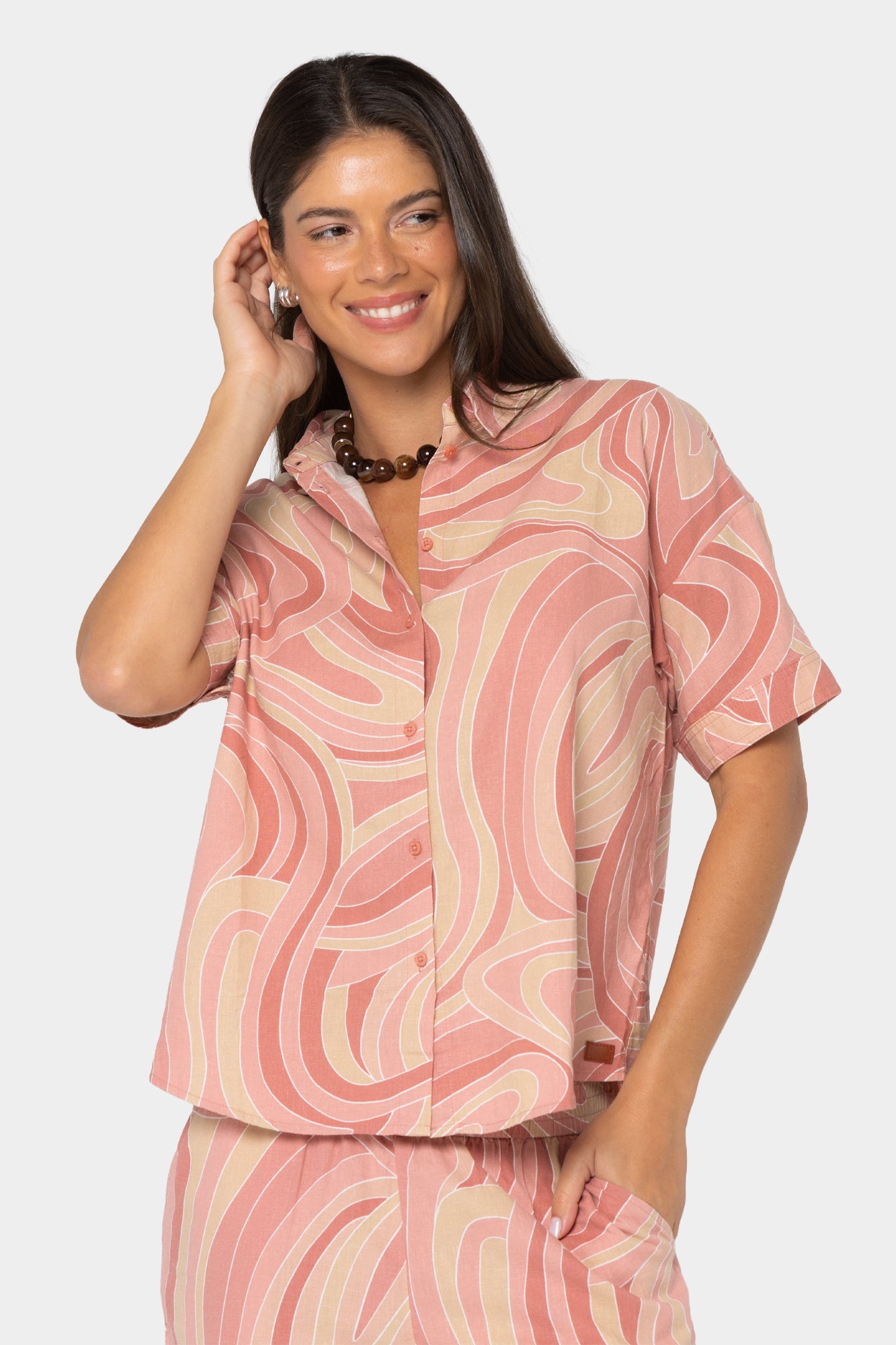 Boheme Linen Button Up Polo Top