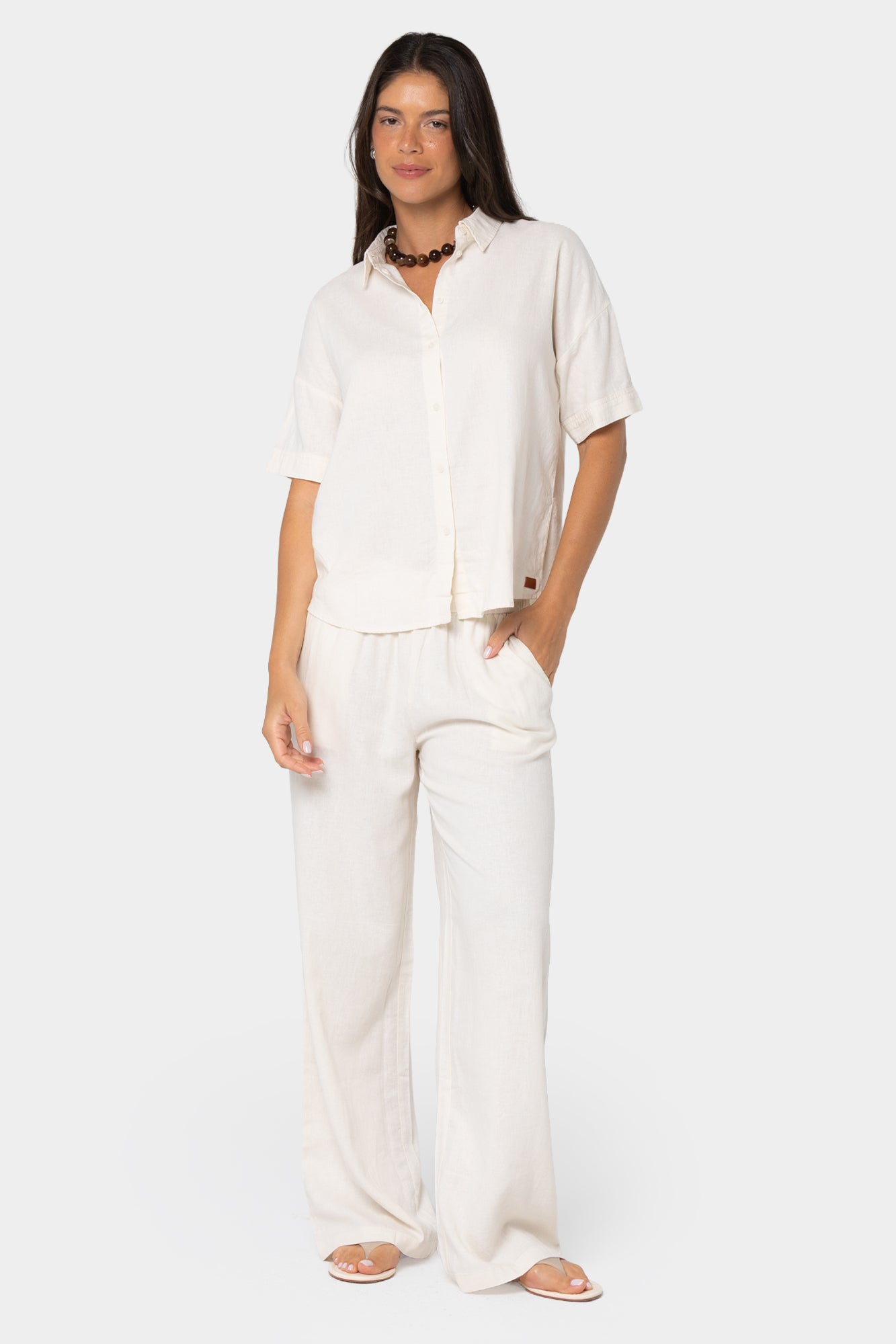 Boheme Linen Button Up Polo Top