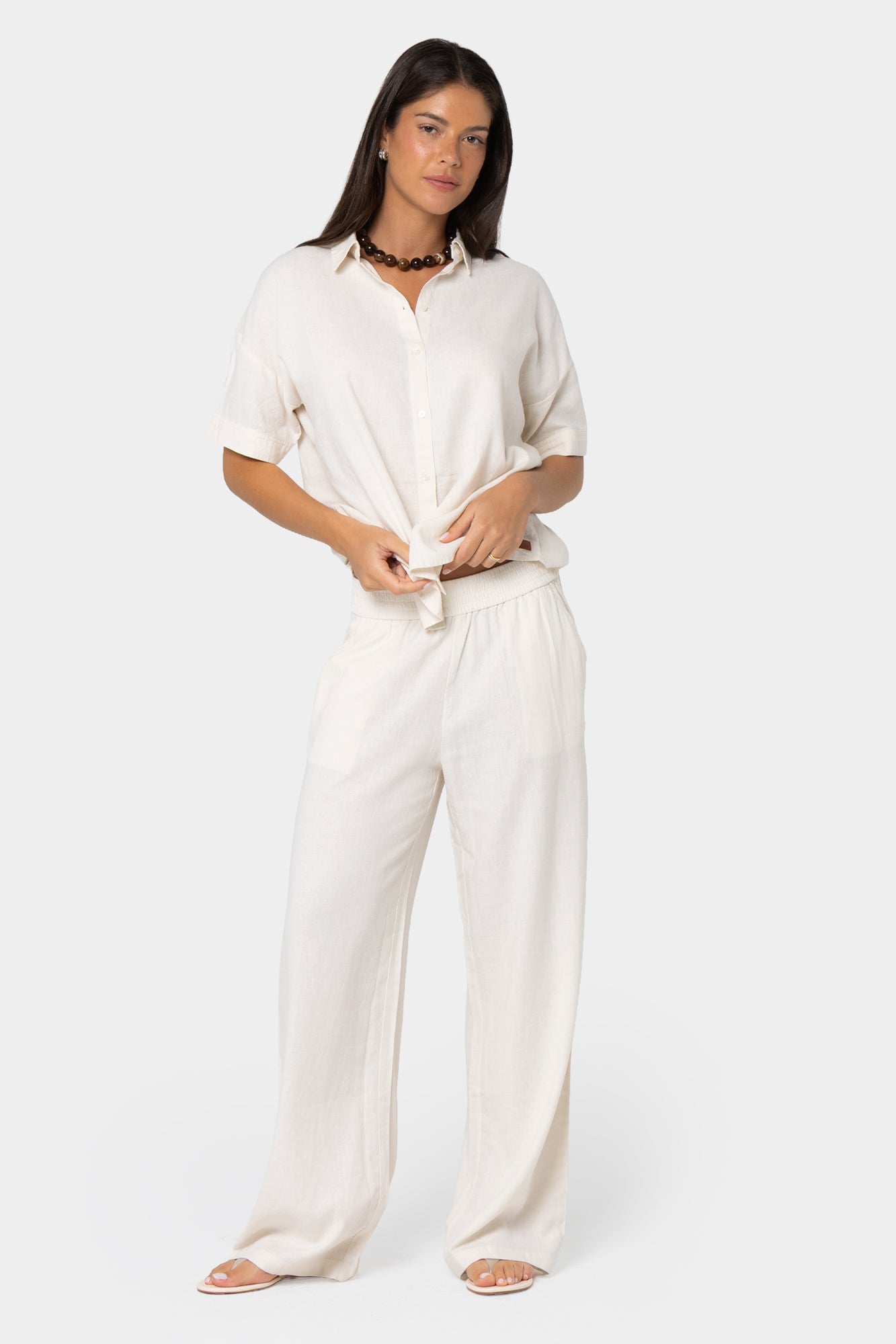 Boheme Full Length Linen Wide Leg Pants