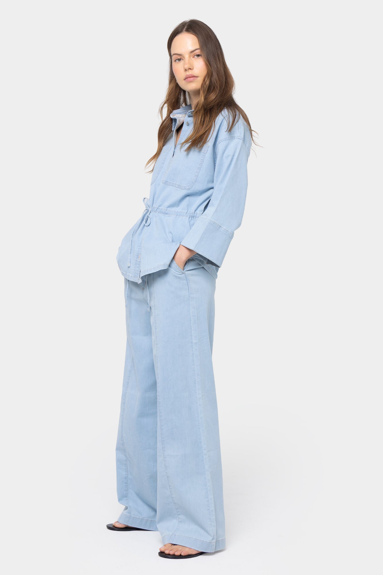 Wide Leg Front Seam Full Leg Denim