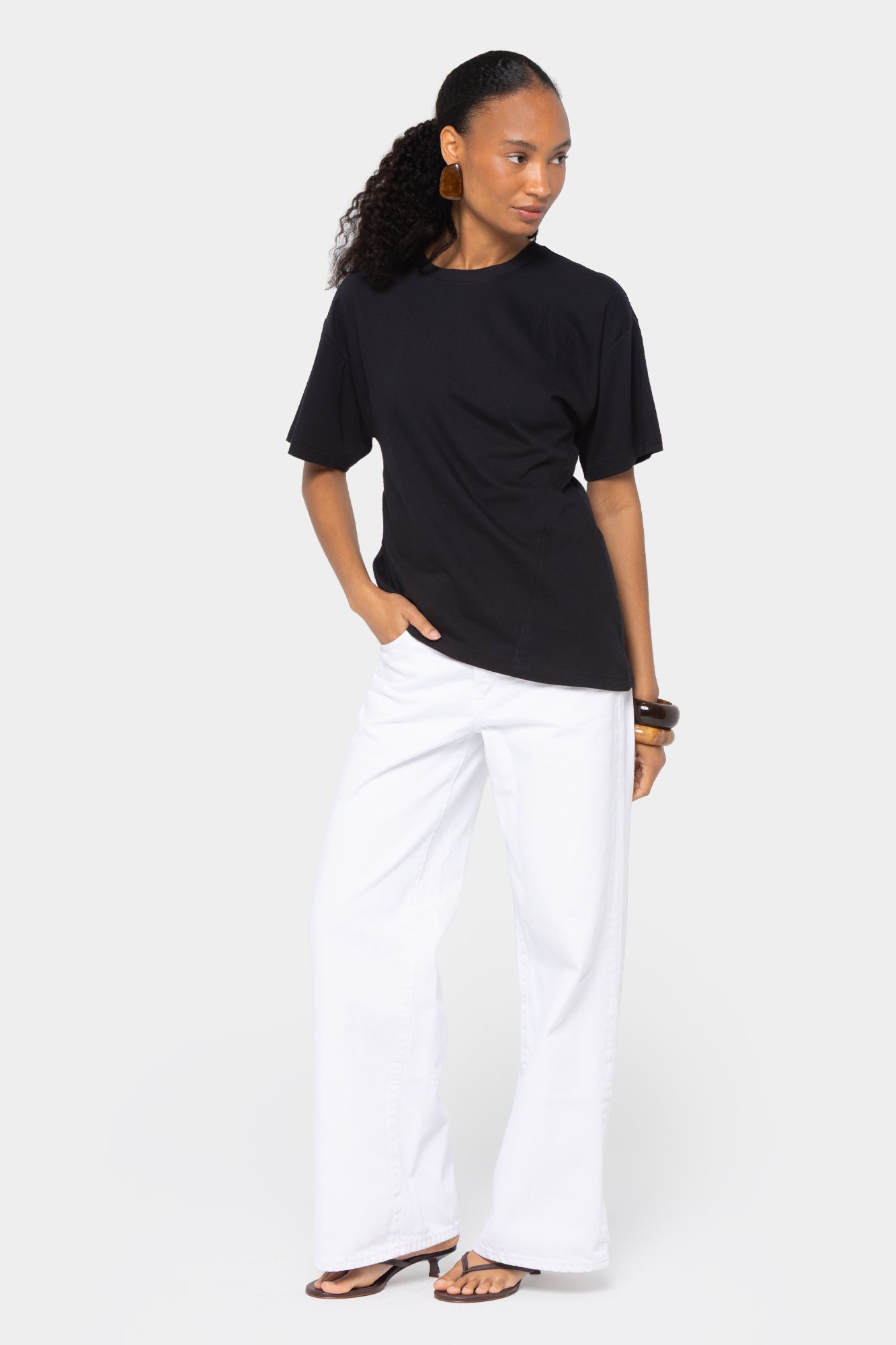 Sueded Knit Angled Seam Tee