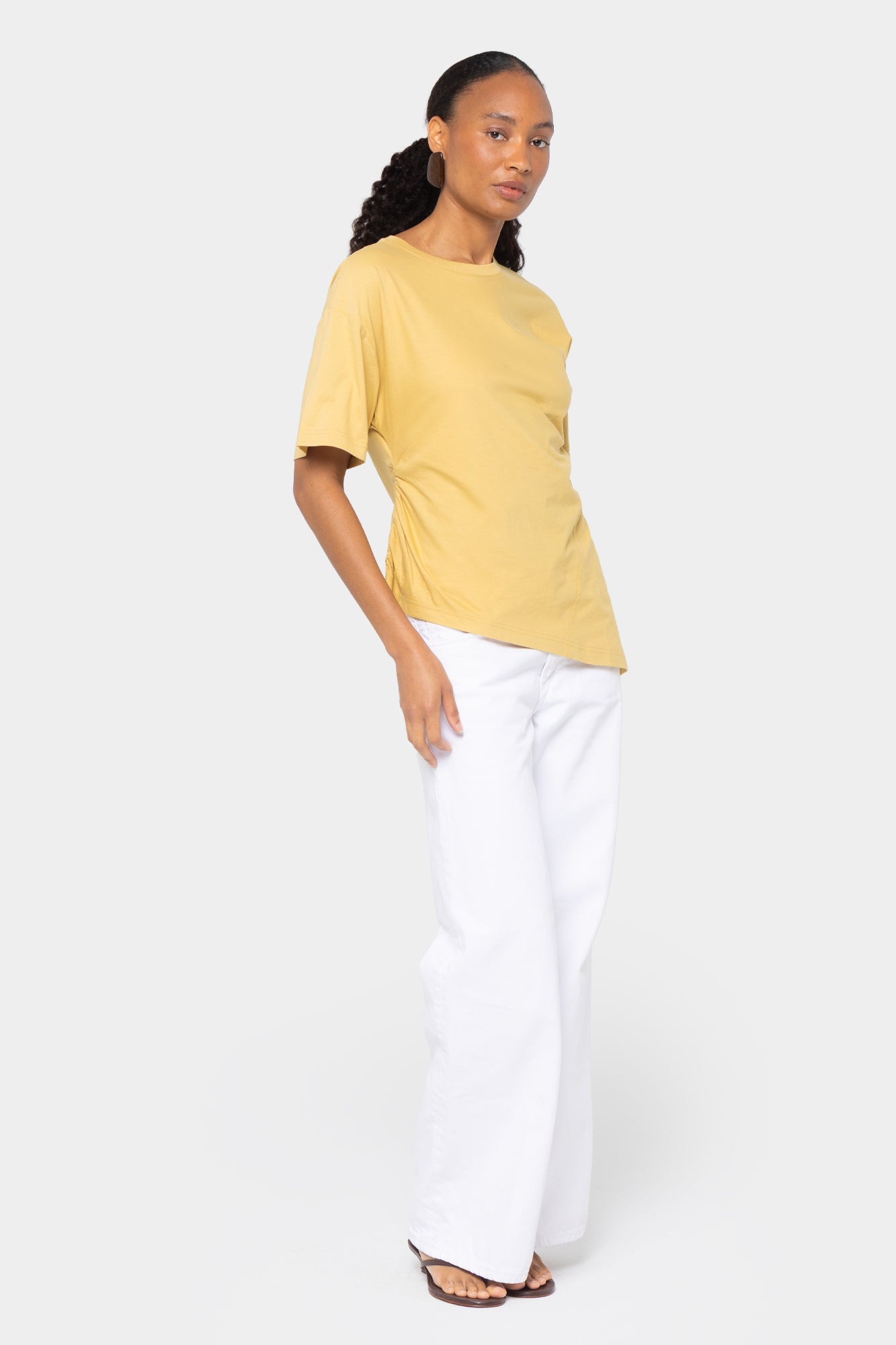 Sueded Knit Angled Seam Tee