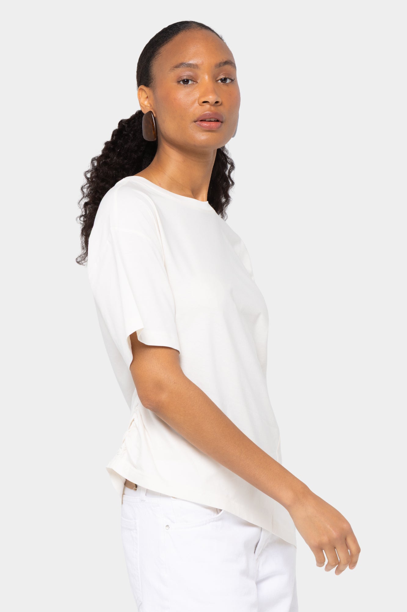 Sueded Knit Angled Seam Tee