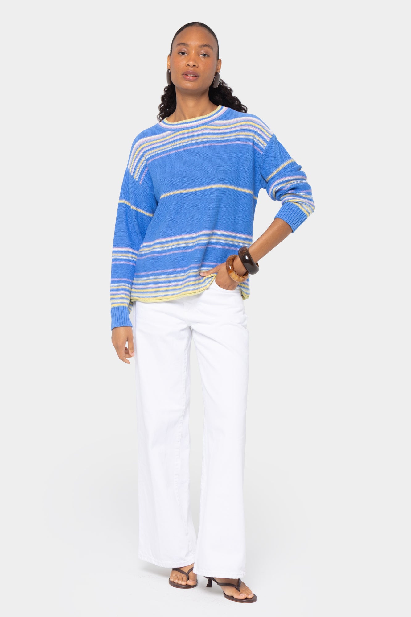 Striped Cotton Crew Neck Sweater