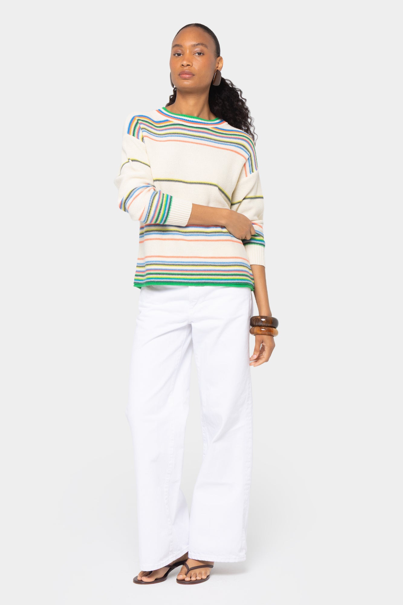 Striped Cotton Crew Neck Sweater