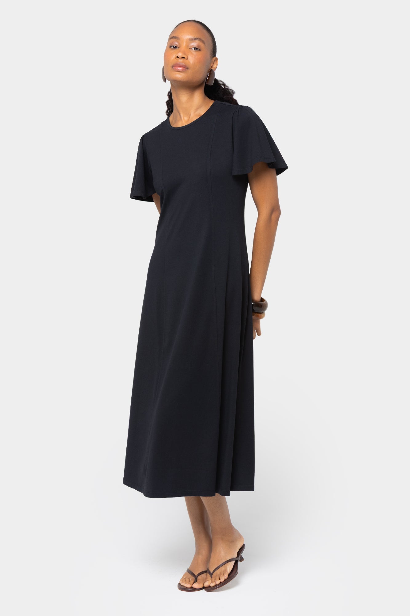 Boheme Midi Length Crew Neck Dress