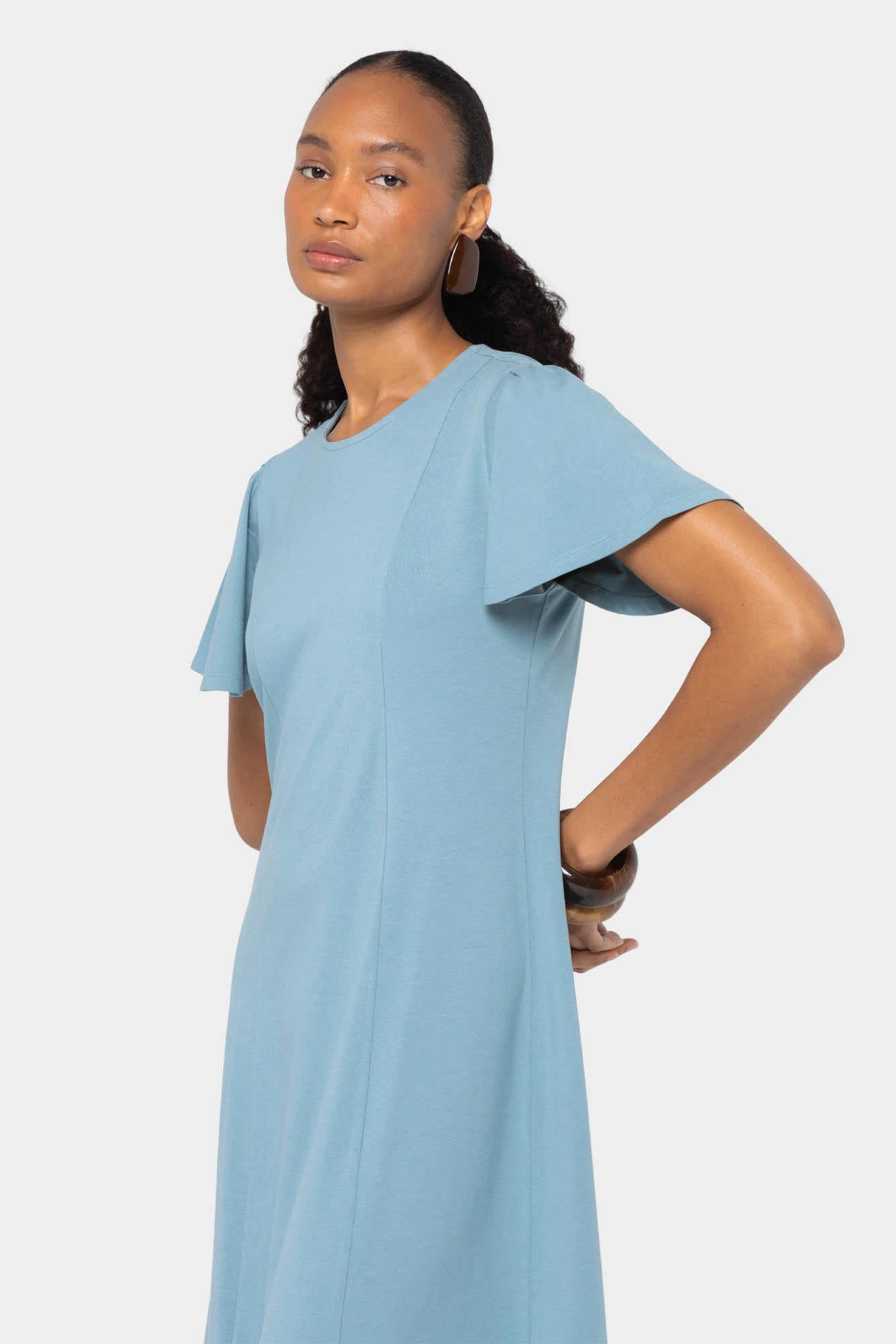 Boheme Midi Length Crew Neck Dress