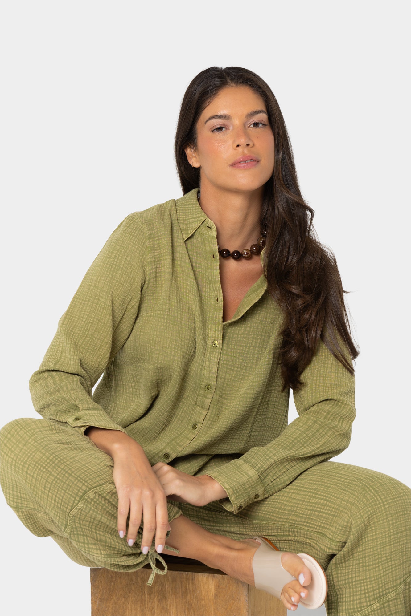 Gauze Top with Embroidery