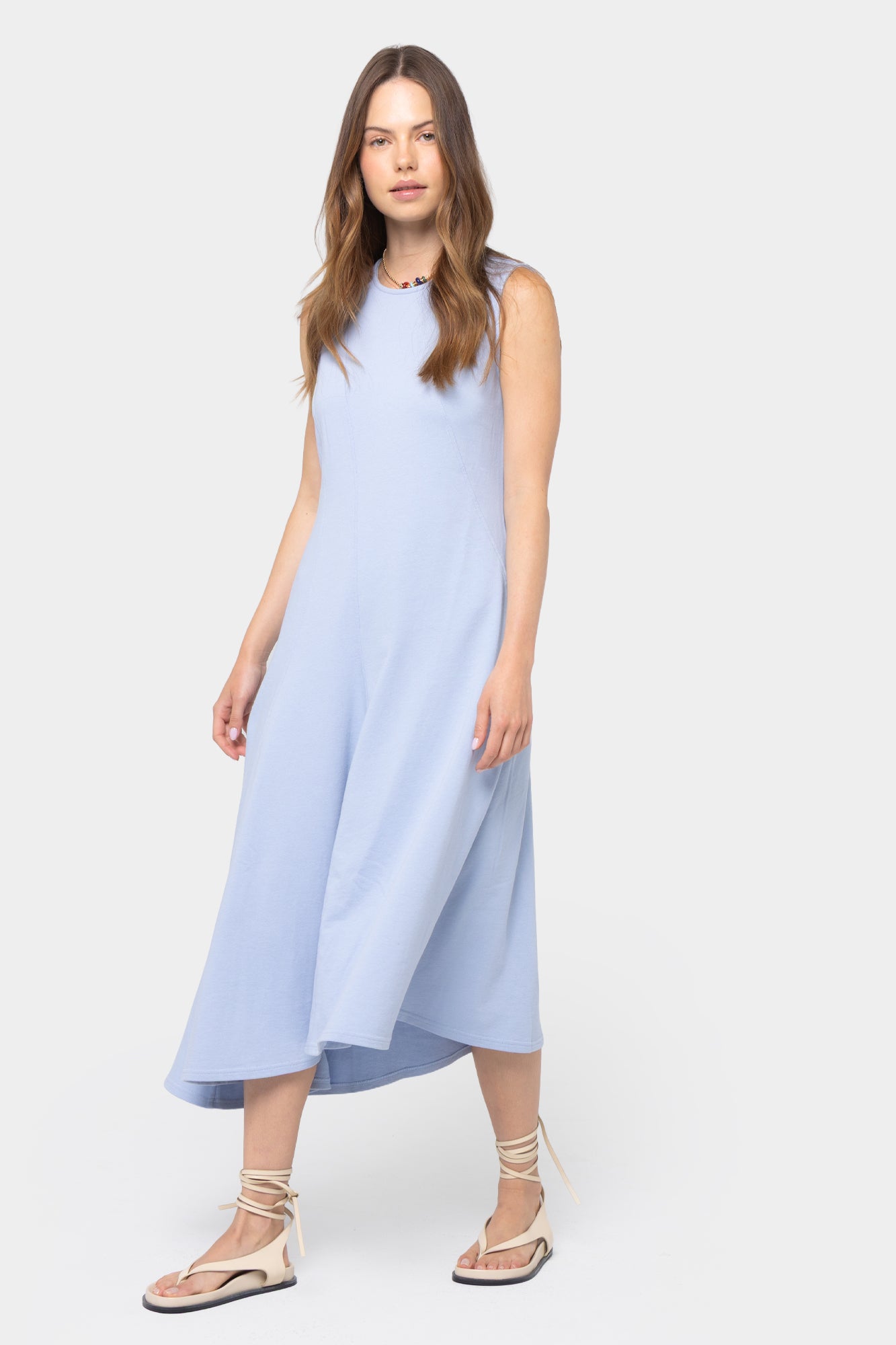 Crew Neck Asymmetrical Midi Dress