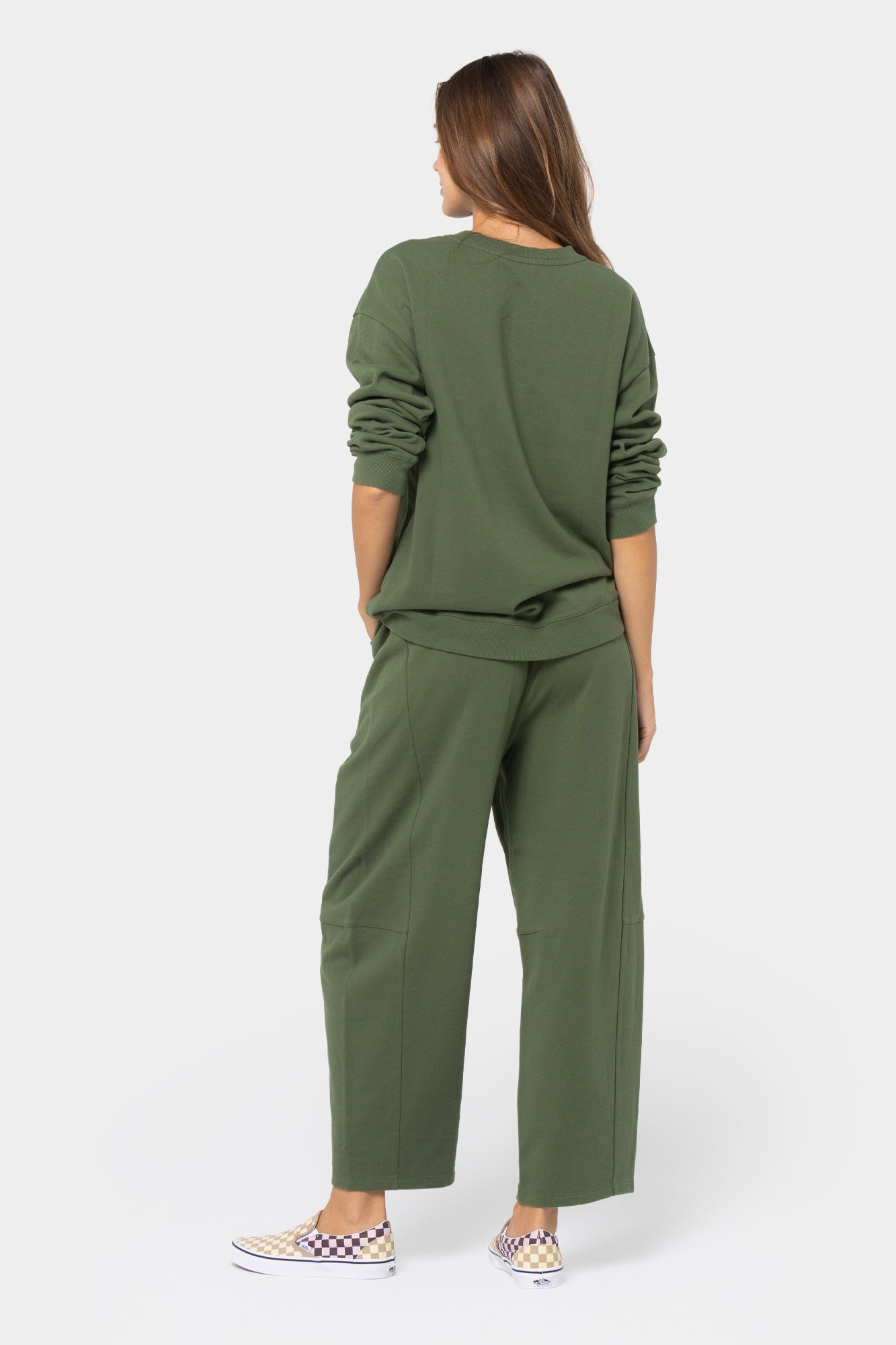 Seamed Barrel Leg French Terry Sweapant with Denim Cord