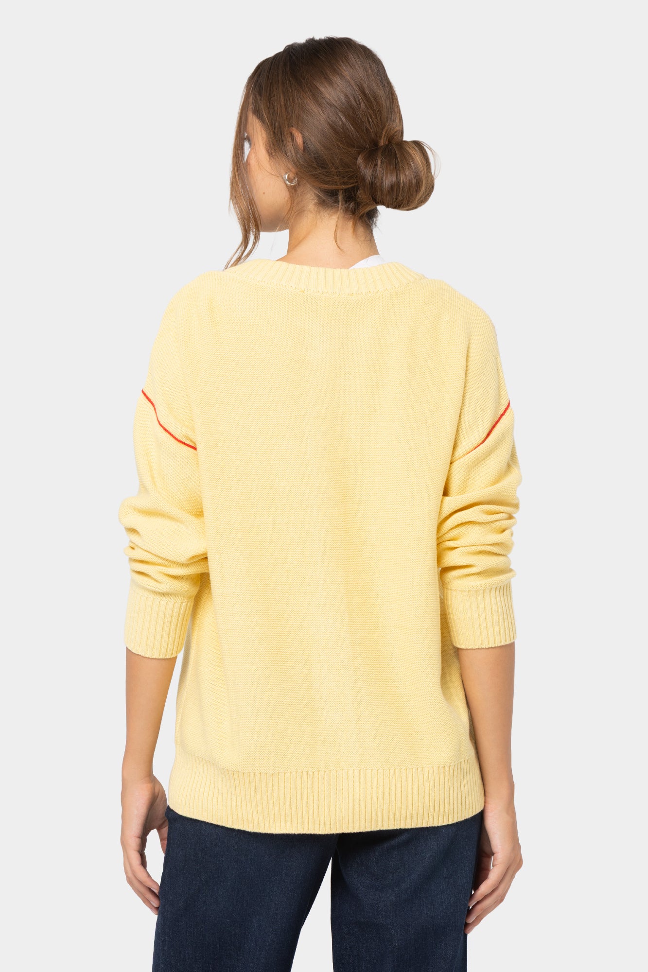 Relaxed Cotton Cardigan with Contrast Stich
