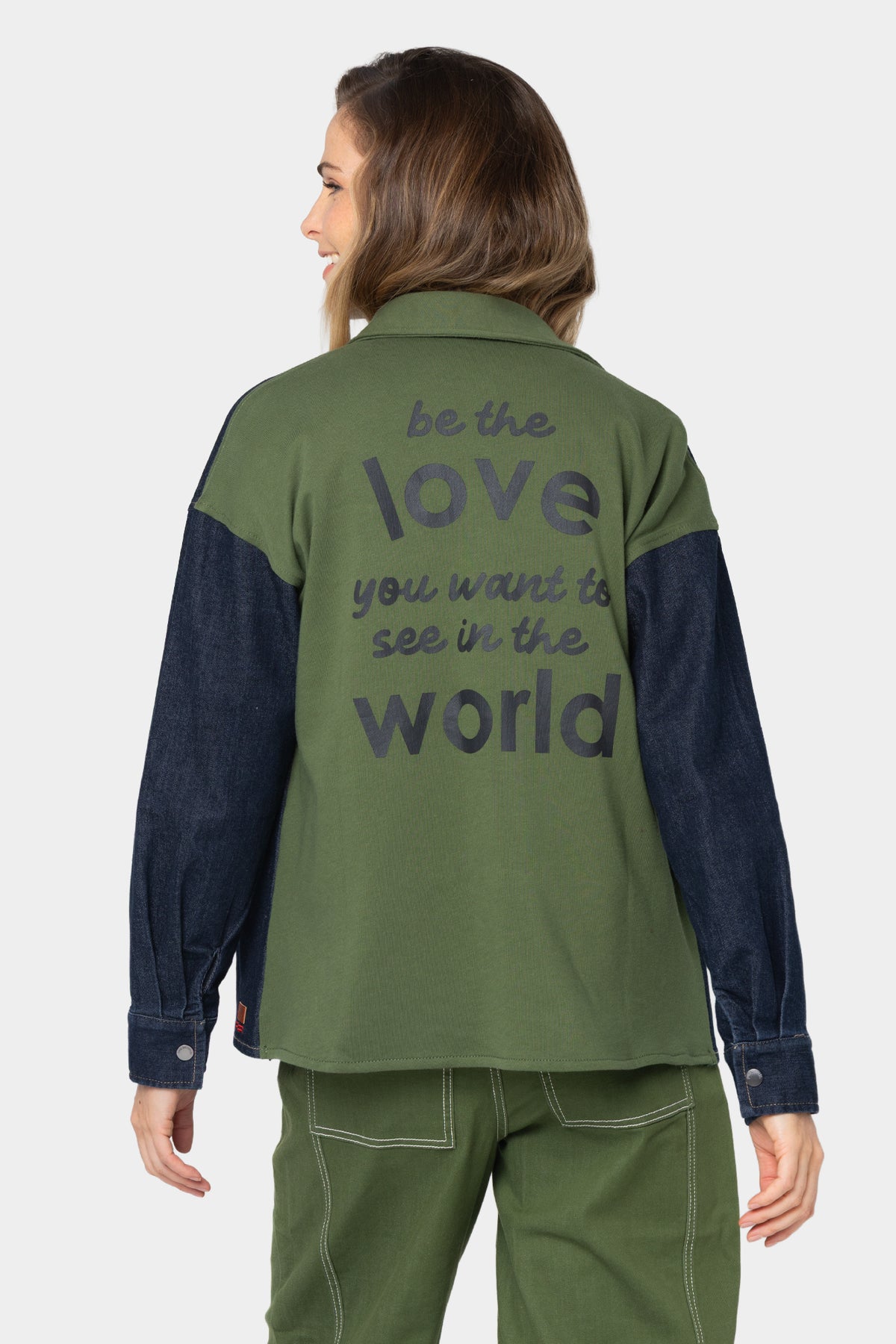 Mixed Media Button Front Shacket