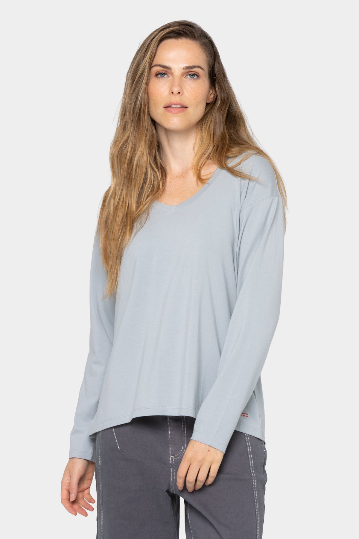 V-Neck Elbow Sleeve Shirt