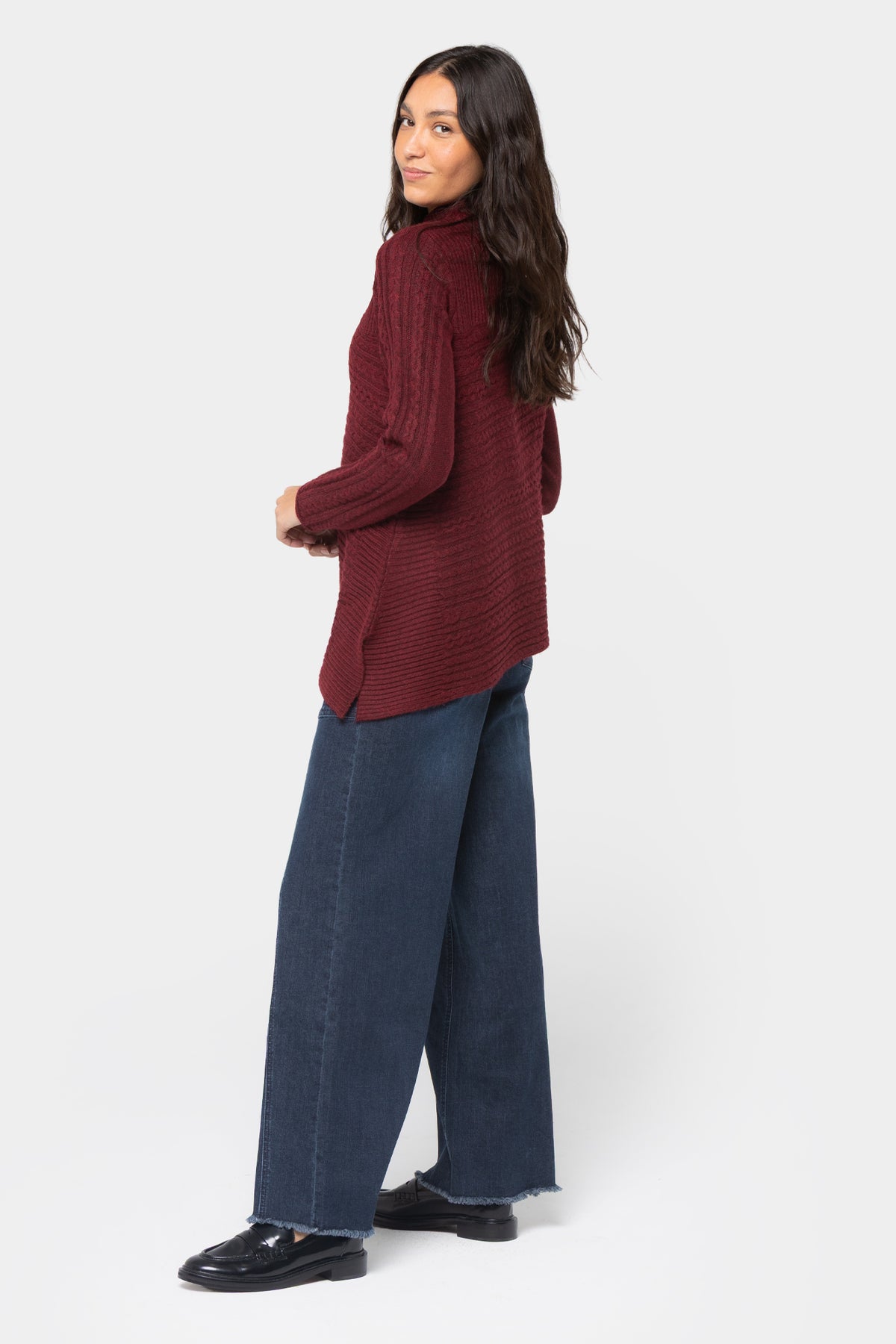 Asymmetric Cable Detail Pullover