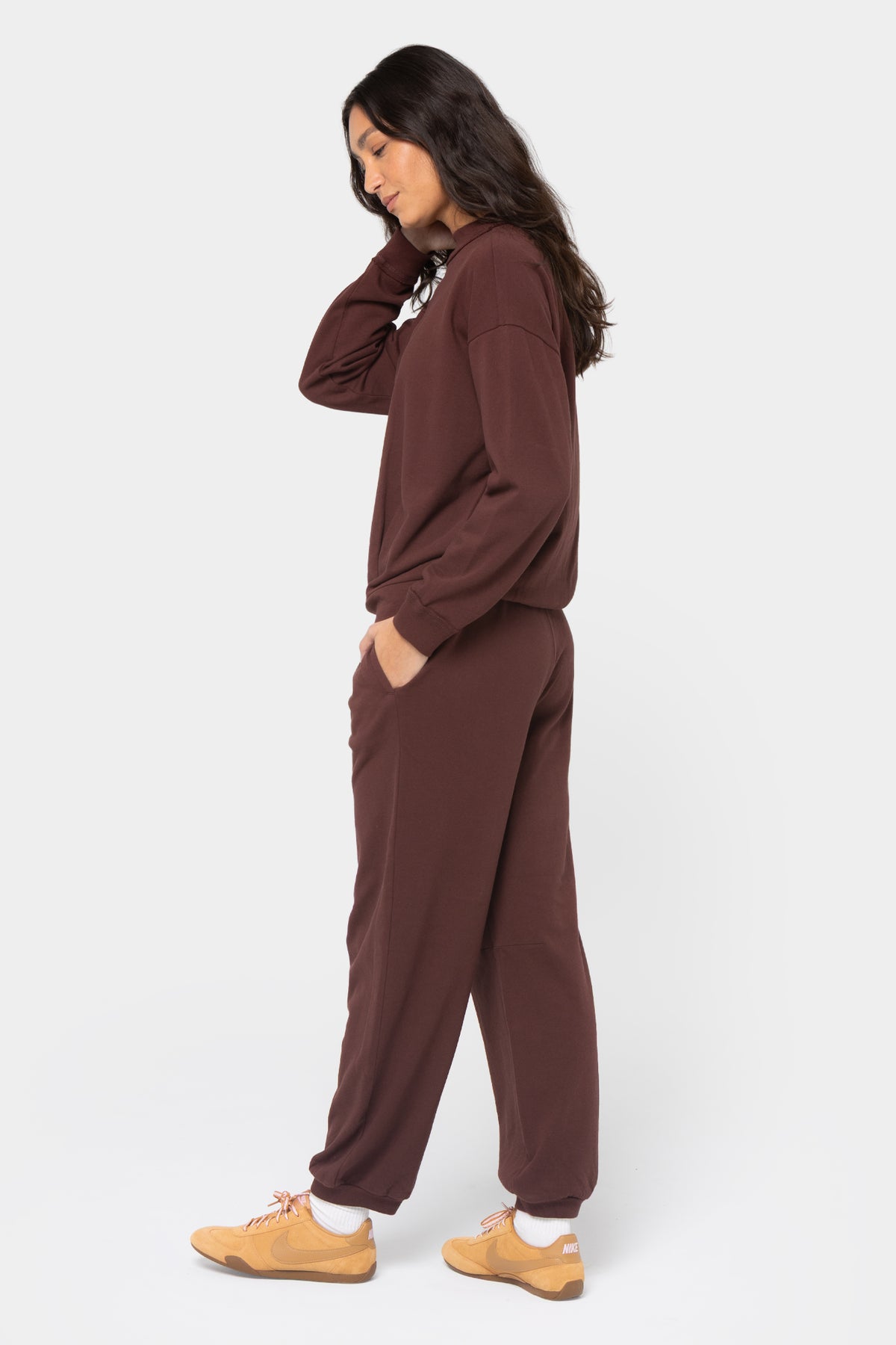 French Terry Barrel Leg Ankle Pant