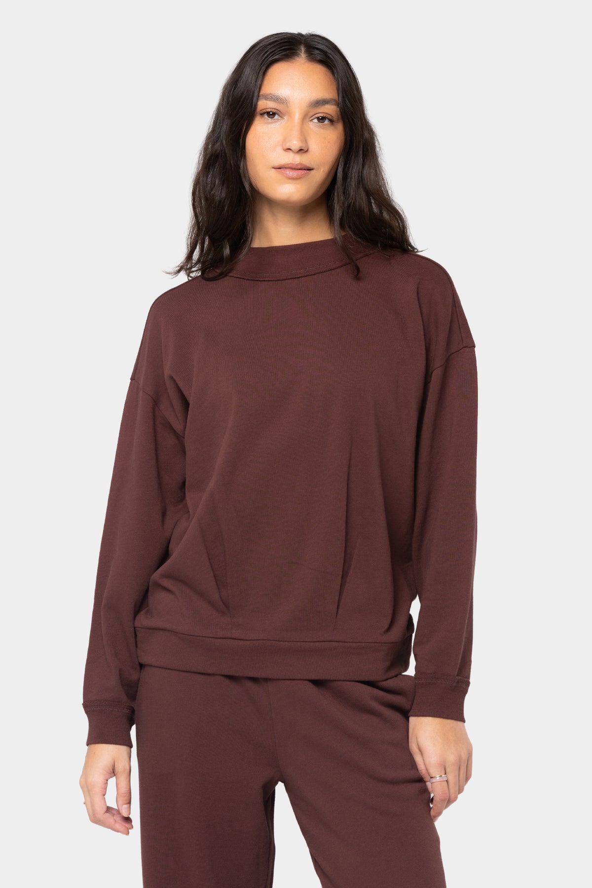 V-Neck Bubble Hem Sweatshirt