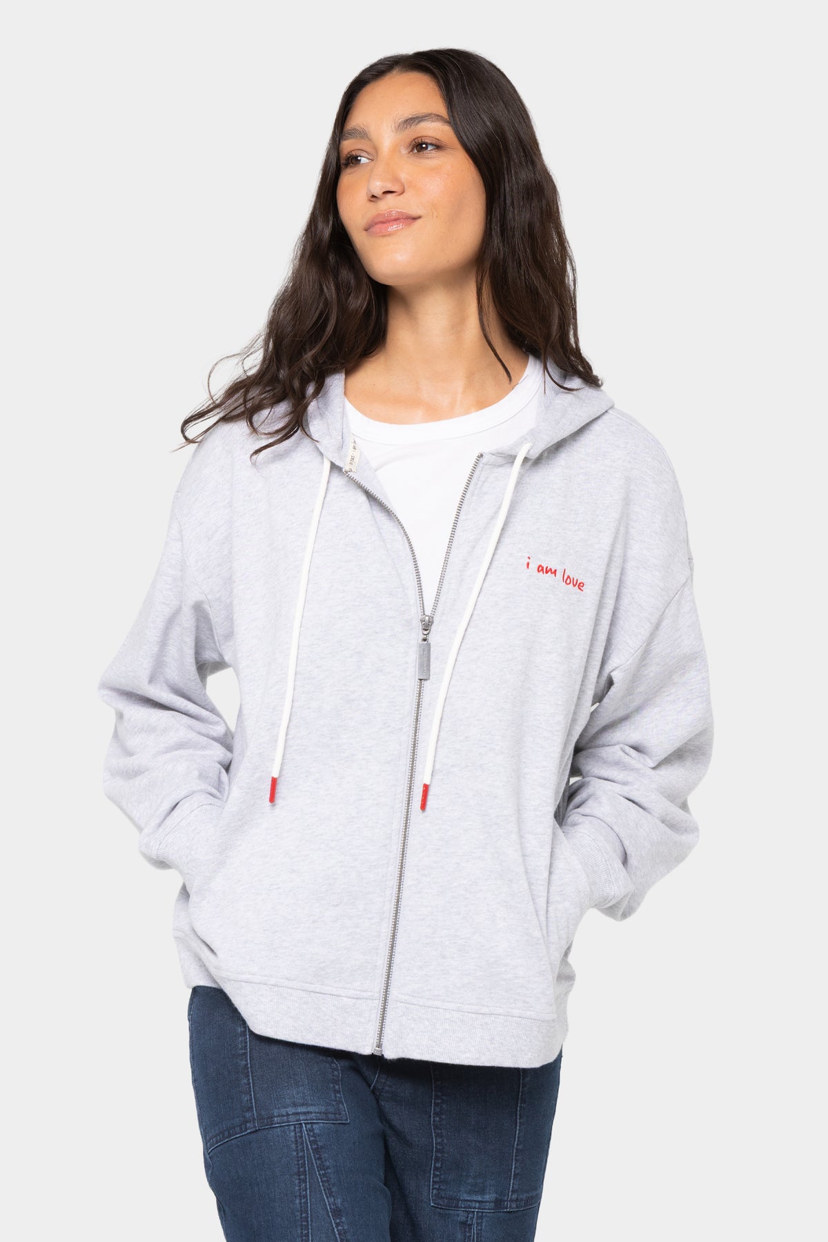 Zip Front French Terry Barrel Sleeve Hoodie