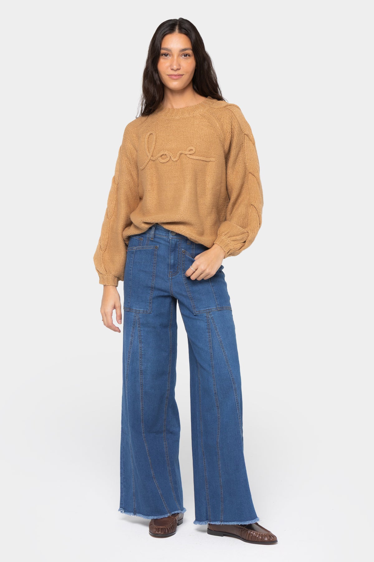 Split Seam Wide Leg Jeans