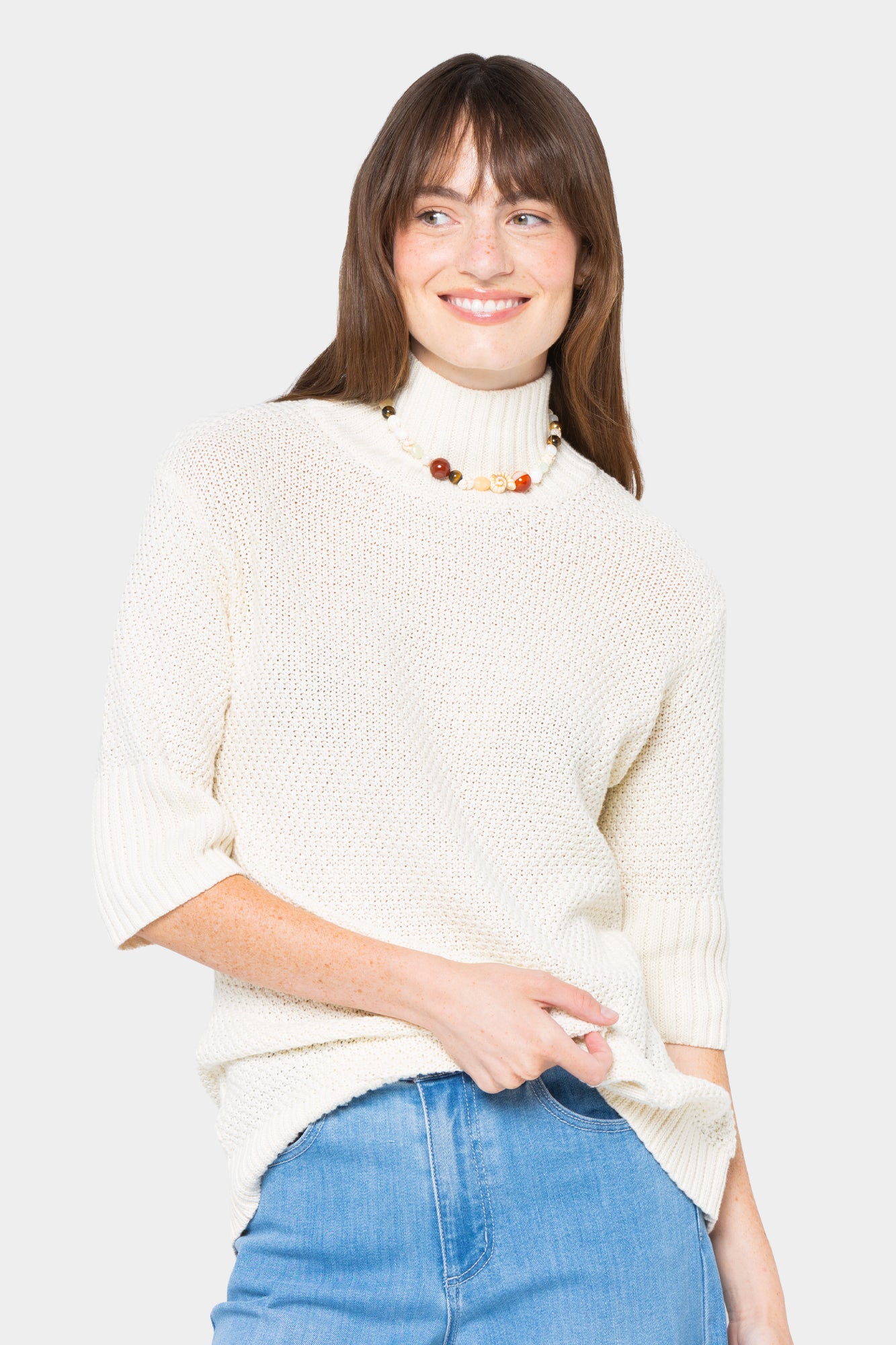 Turtleneck Elbow Sleeve Sweater