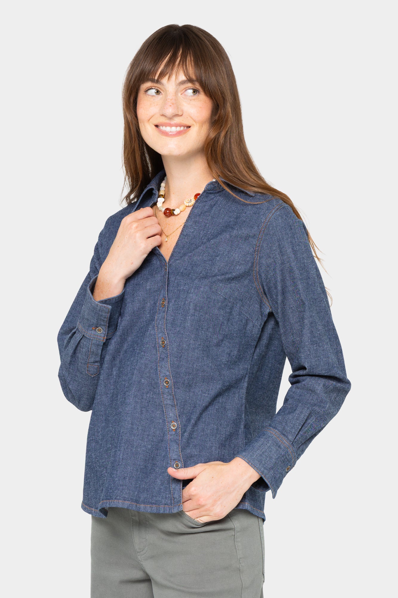 peace love world denim dress Peace Love World Regular Every Occasion Denim Button-Front