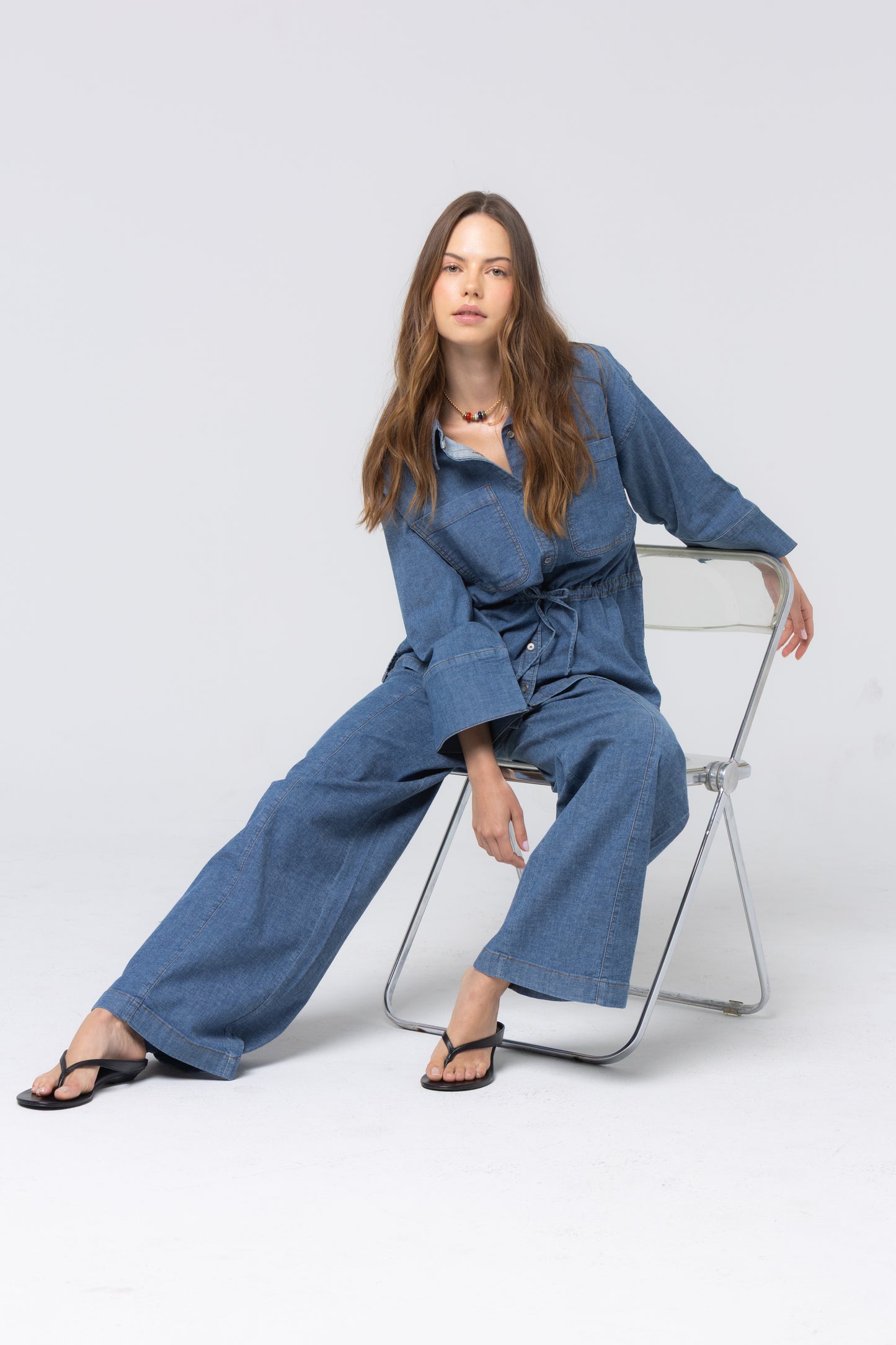 Wide Leg Front Seam Full Leg Denim