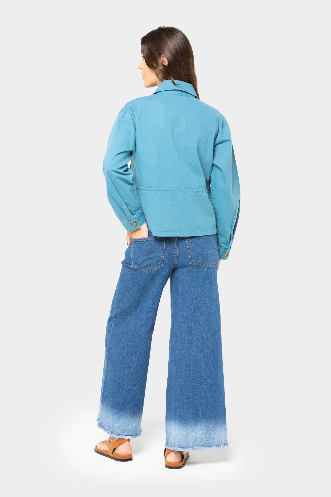 Dip Dye Ankle Jean with Drawcord Waist