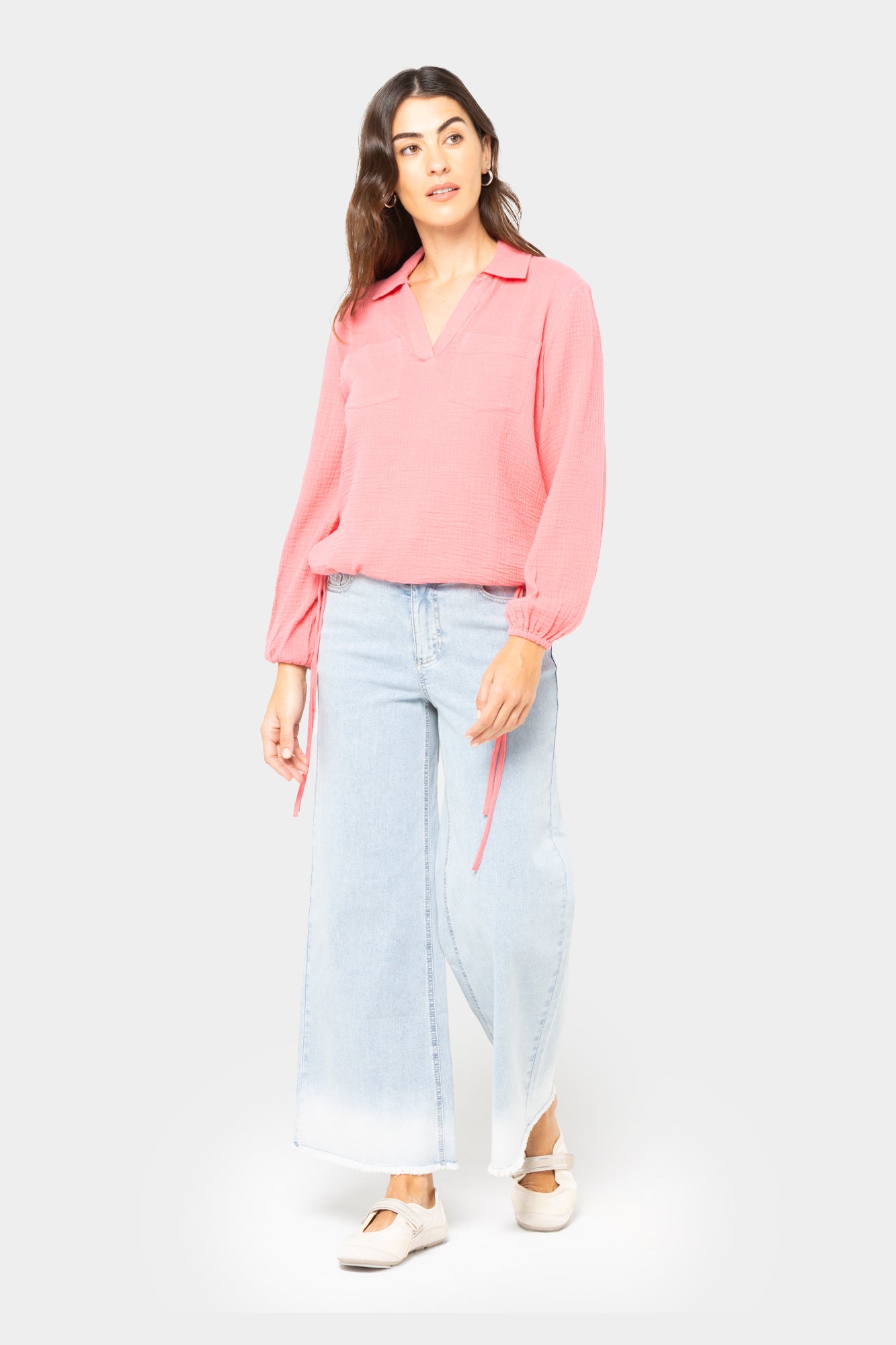 Dip Dye Ankle Jean with Drawcord Waist
