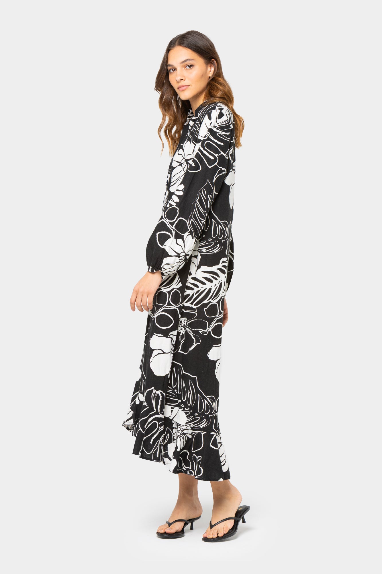 Boheme Linen Blend Button Front Dress