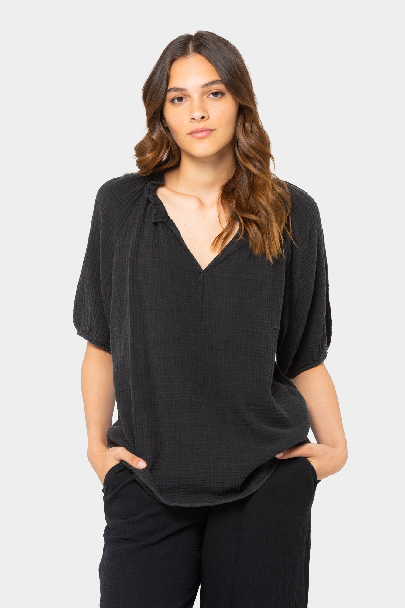 Feminine Popover Sleeve Blouse