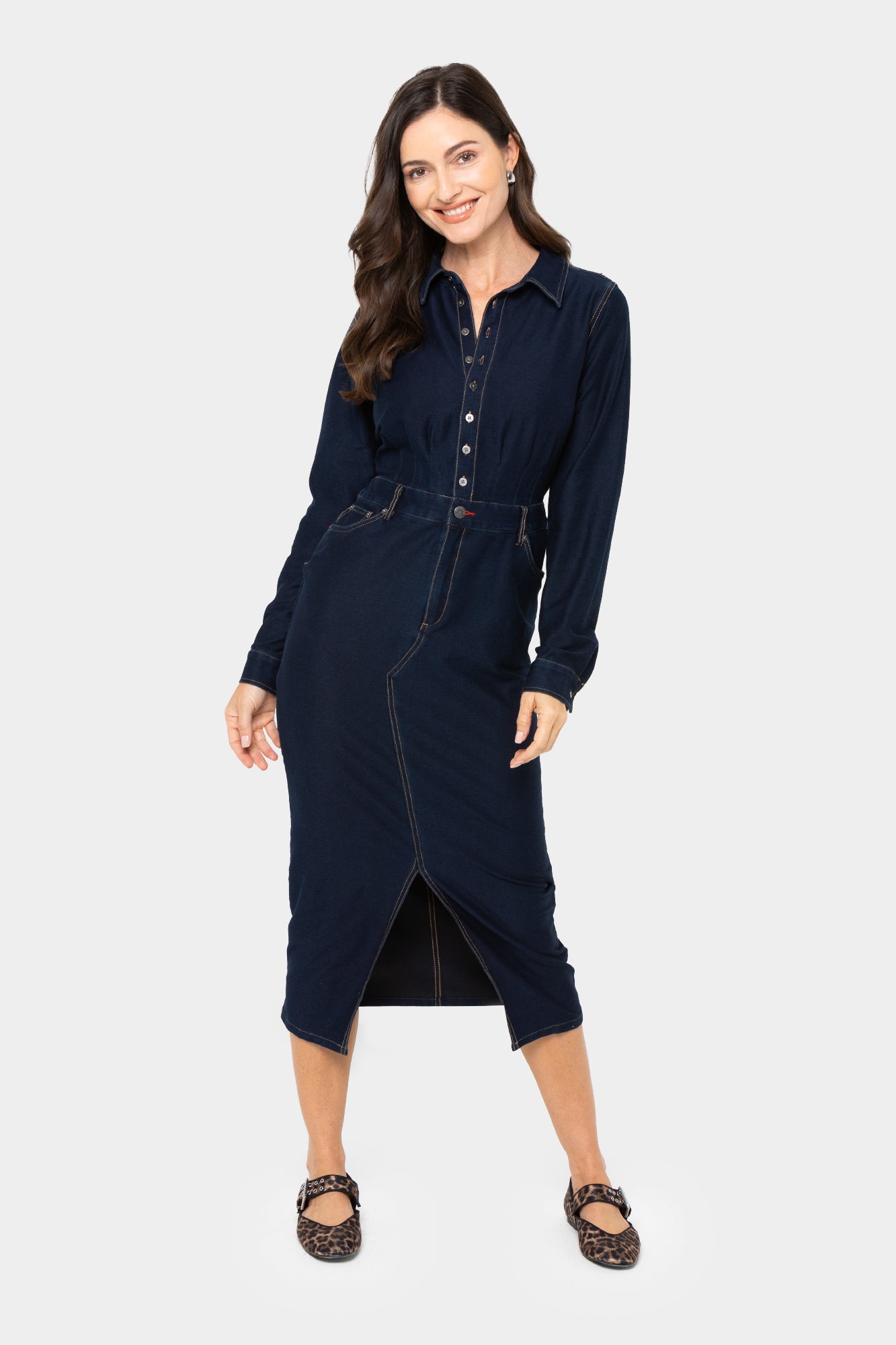 peace love world denim dress Denim Knit Long-Sleeve Dress Peace Love World