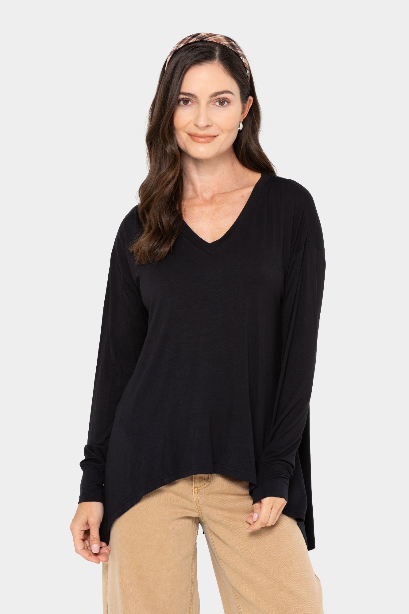 V-Neck Long-Sleeve Parachute Top