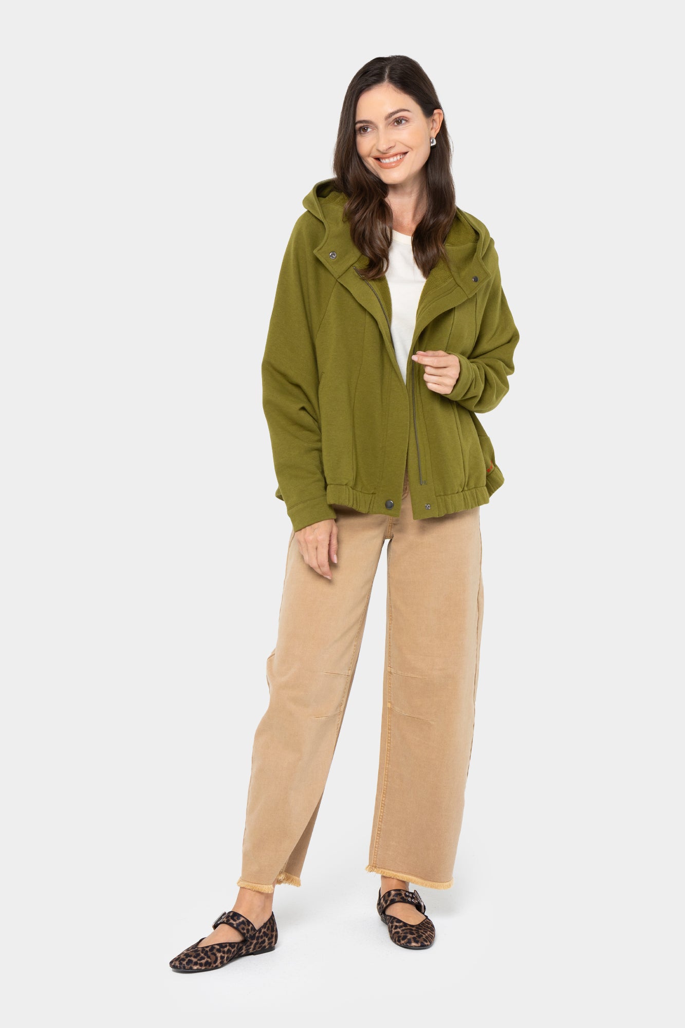 French Terry Zip Front Hooded Jacket