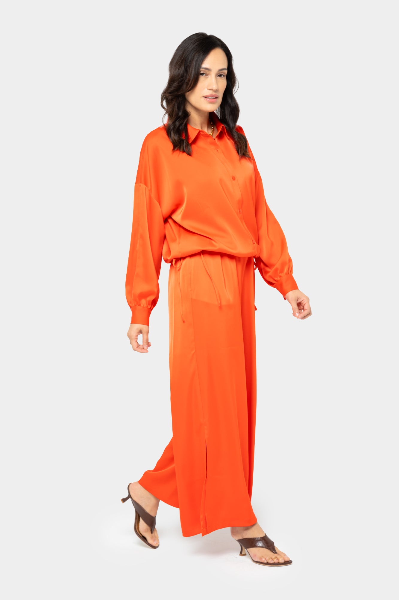 Satin Ankle Length Pull On Pant