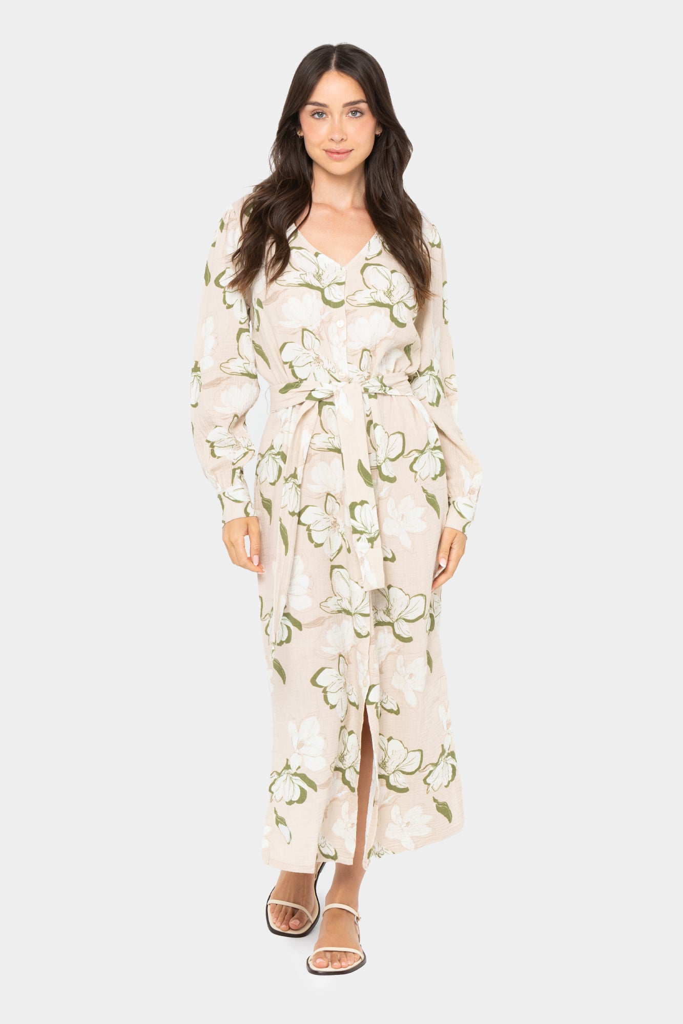 Boheme Gauze Button Front-Tie Waist Dress Peace Love World Boheme Gauze Button Front-Tie Waist Dress Peace Love World
