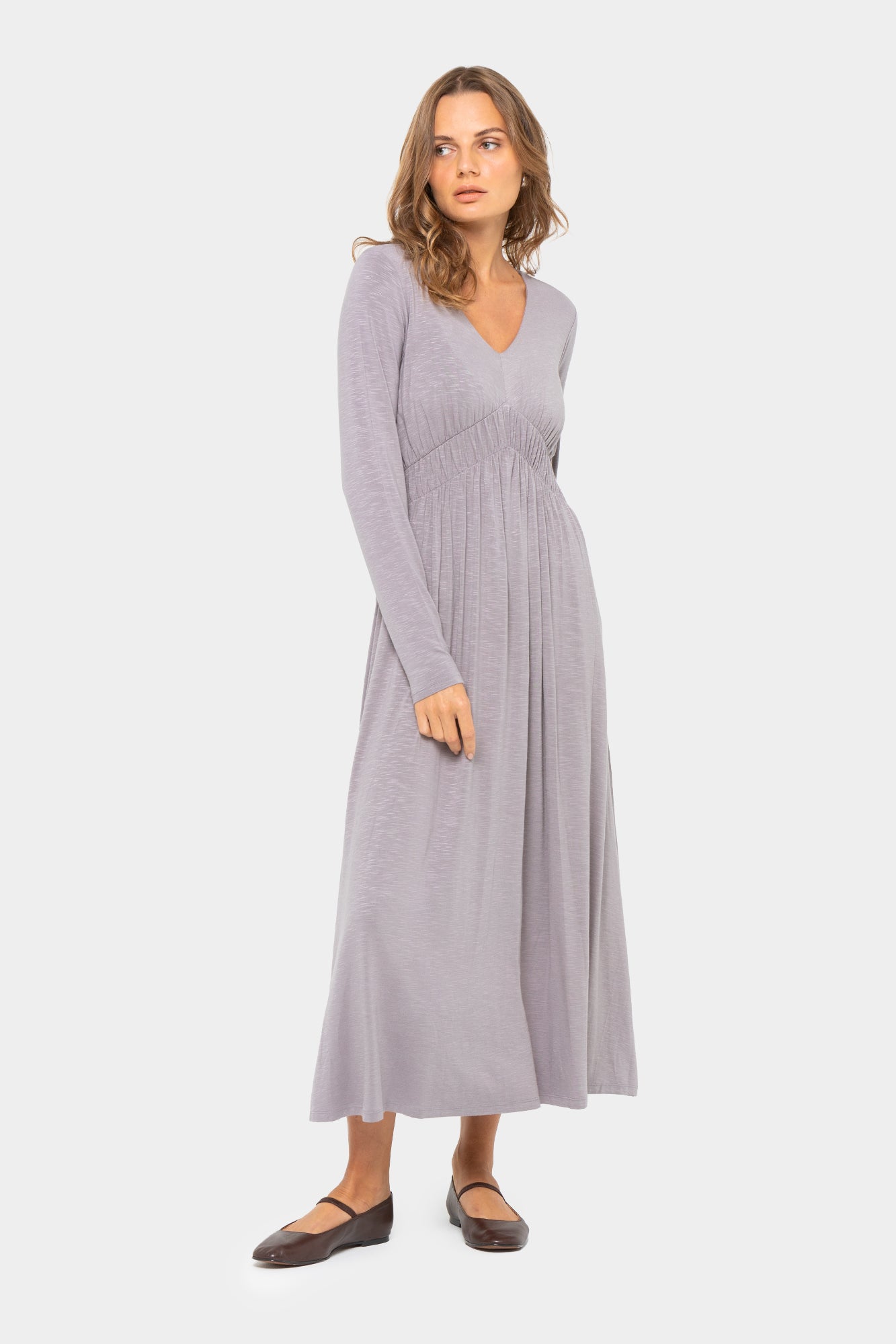 V-Neck Long Sleeve Midi Dress Peace Love World V-Neck Long Sleeve Midi Dress Peace Love World