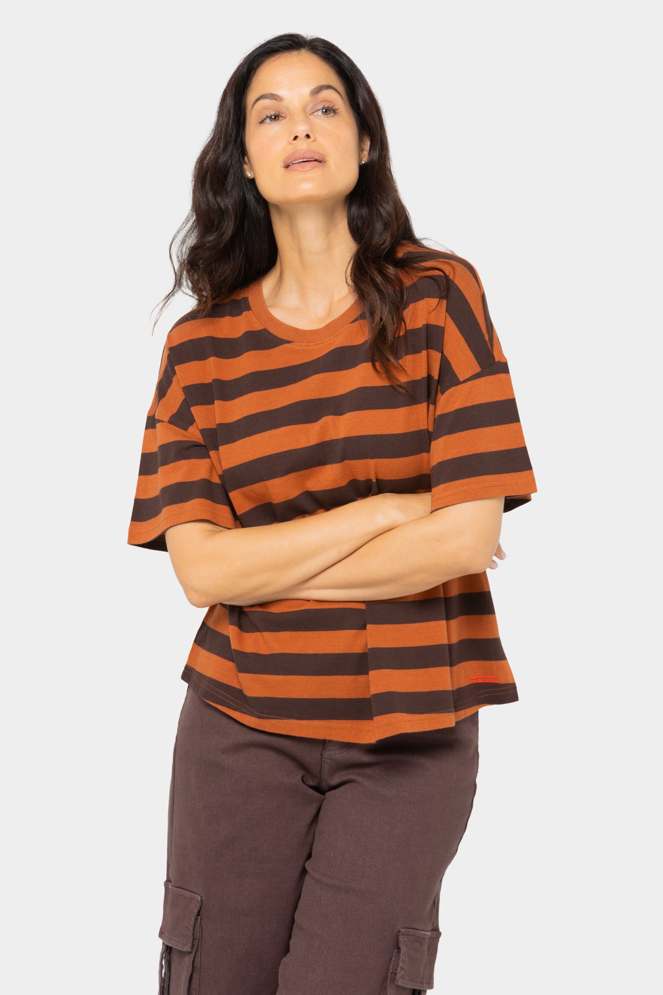Striped Cotton Short Sleeve Boxy Tee