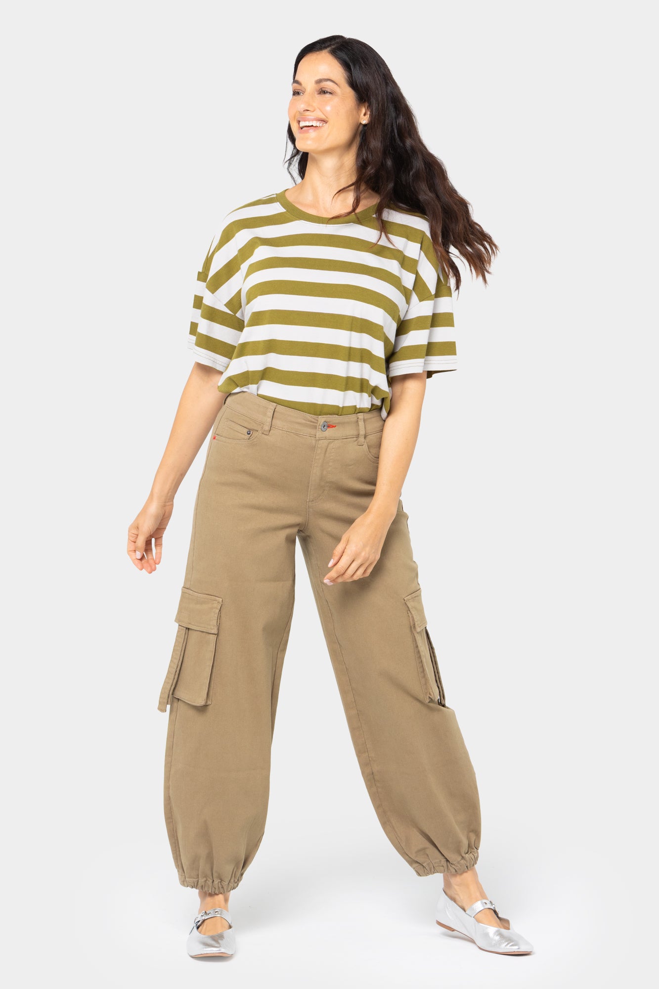 Striped Cotton Short Sleeve Boxy Tee
