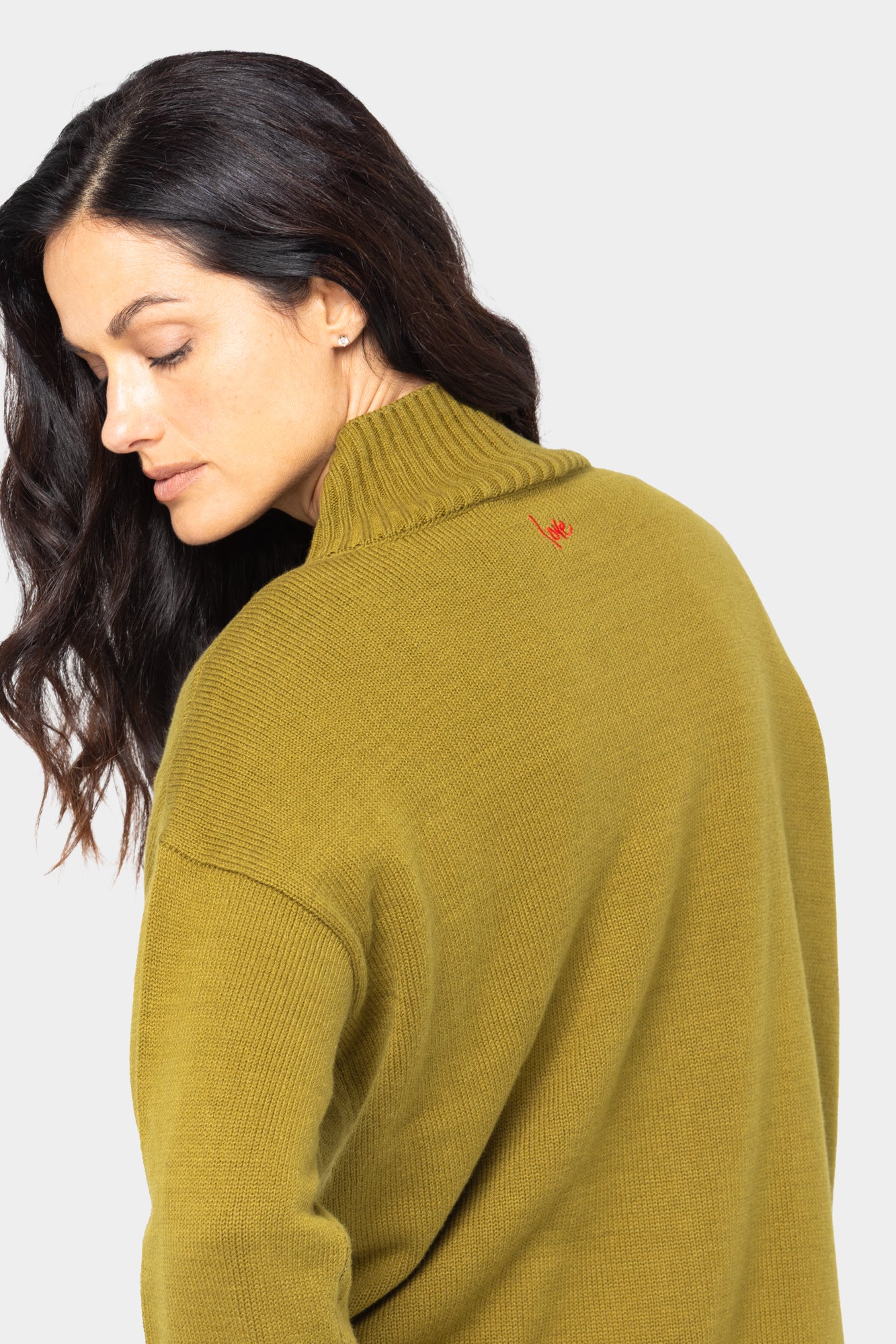 Cotton Color Block Pocket Turtleneck Sweater