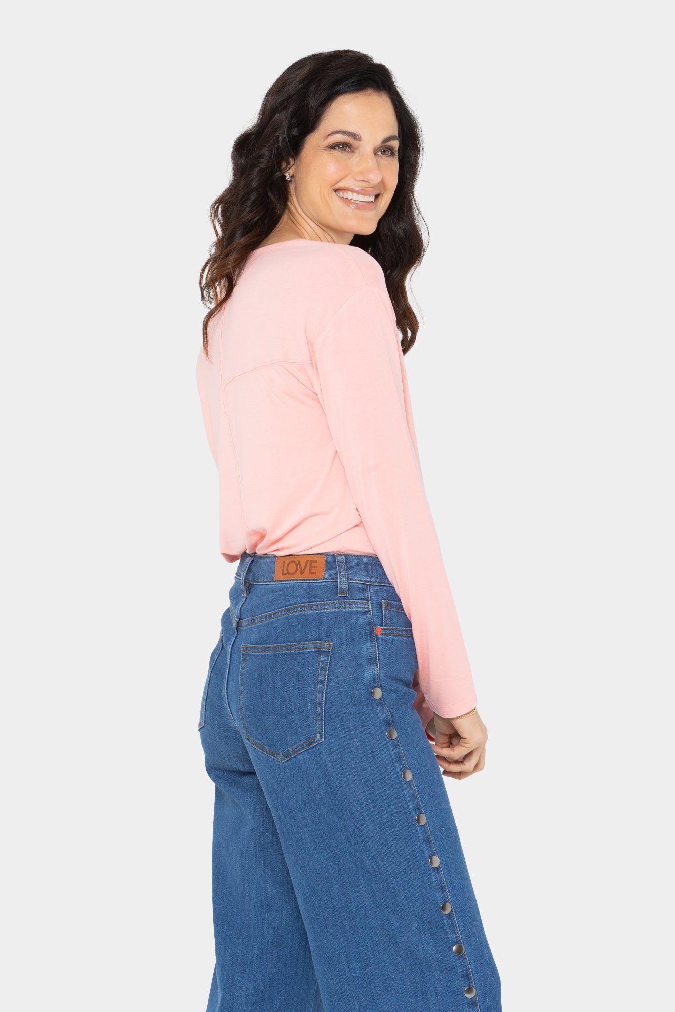 Asymmetrical Stitch Detail Long-Sleeve High Low Top