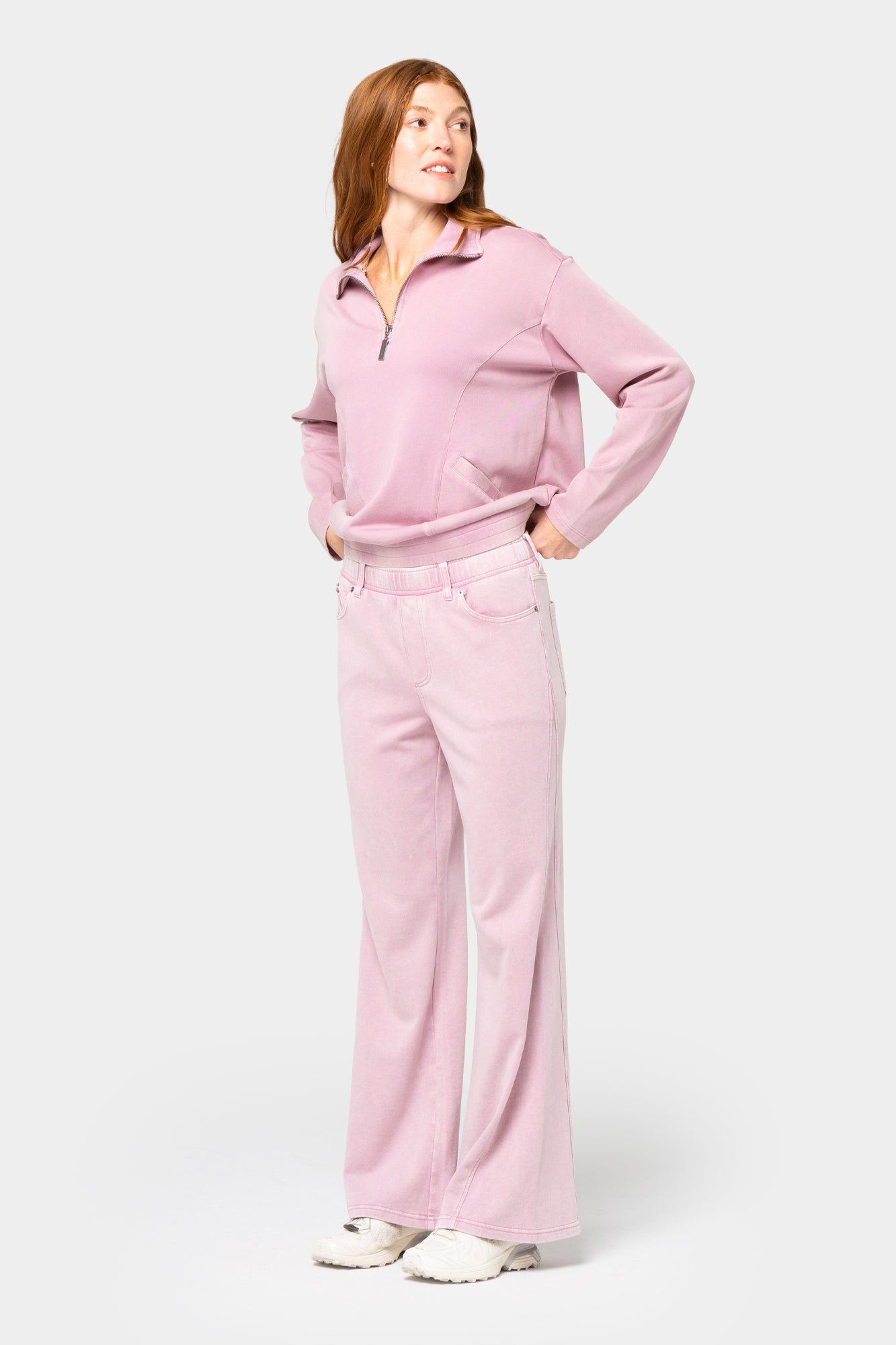 Washed French Terry Pull-On Trouser