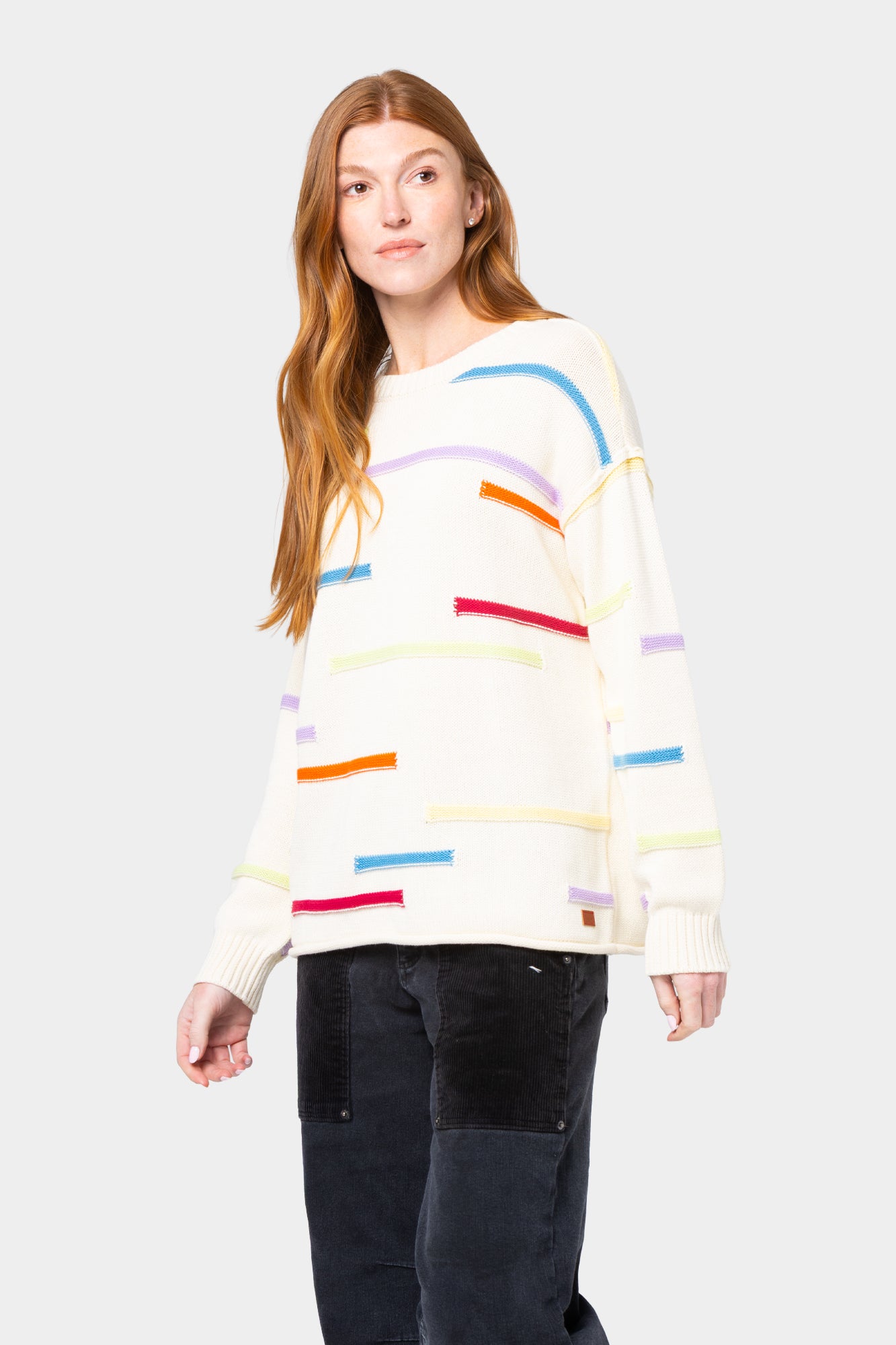 Cotton Novelty Stitch Crew Neck Sweater