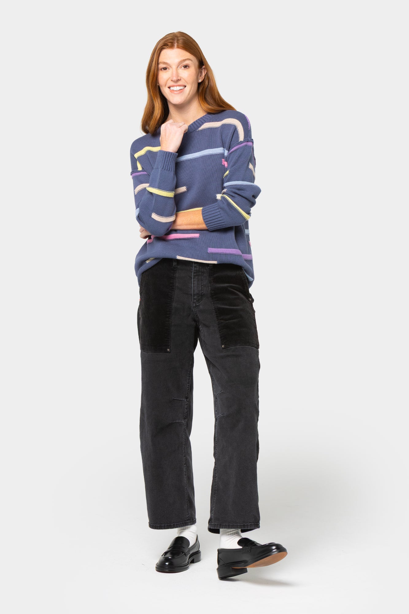 Cotton Novelty Stitch Crew Neck Sweater