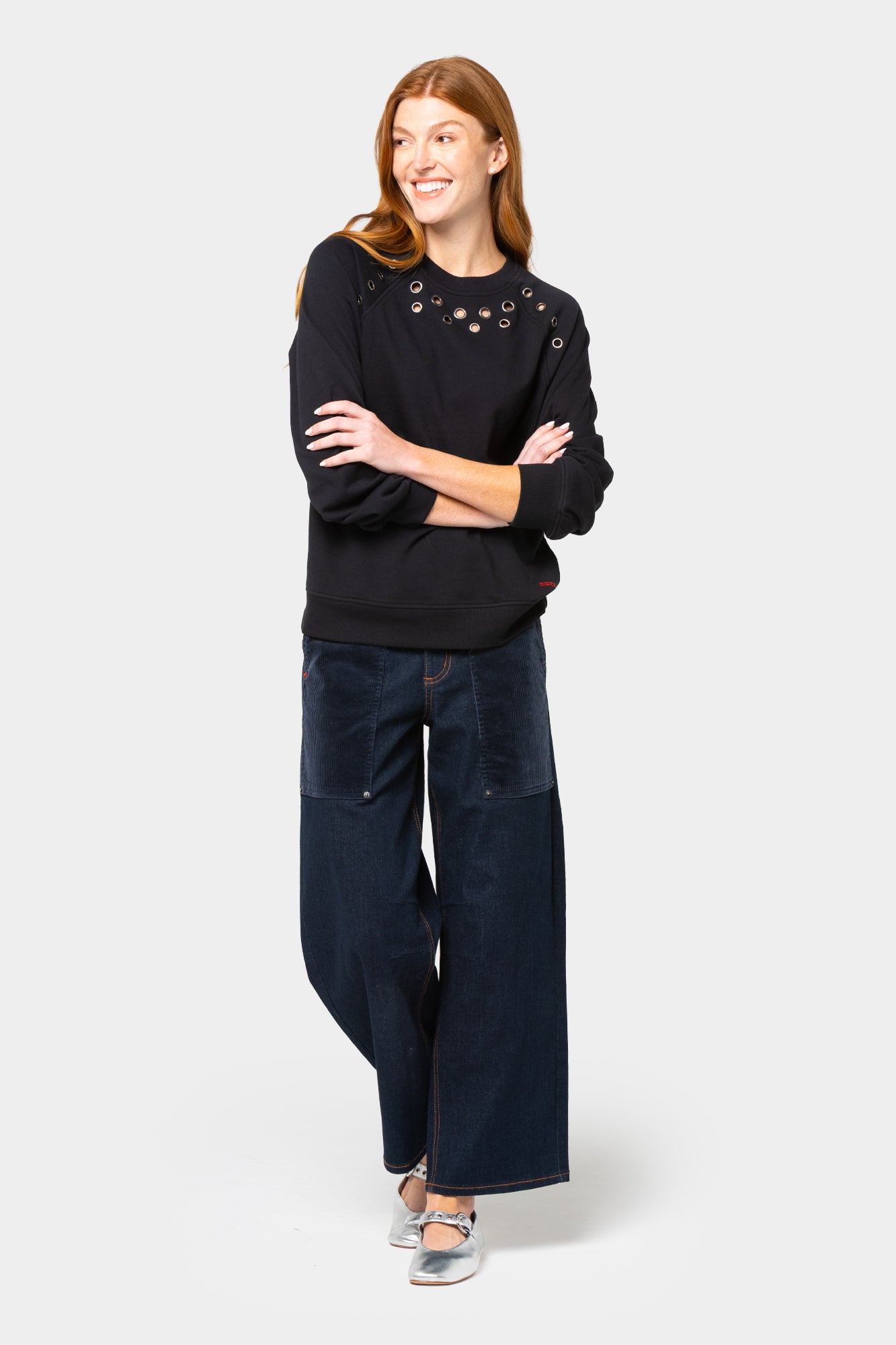 French Terry Grommet Detail Sweatshirt