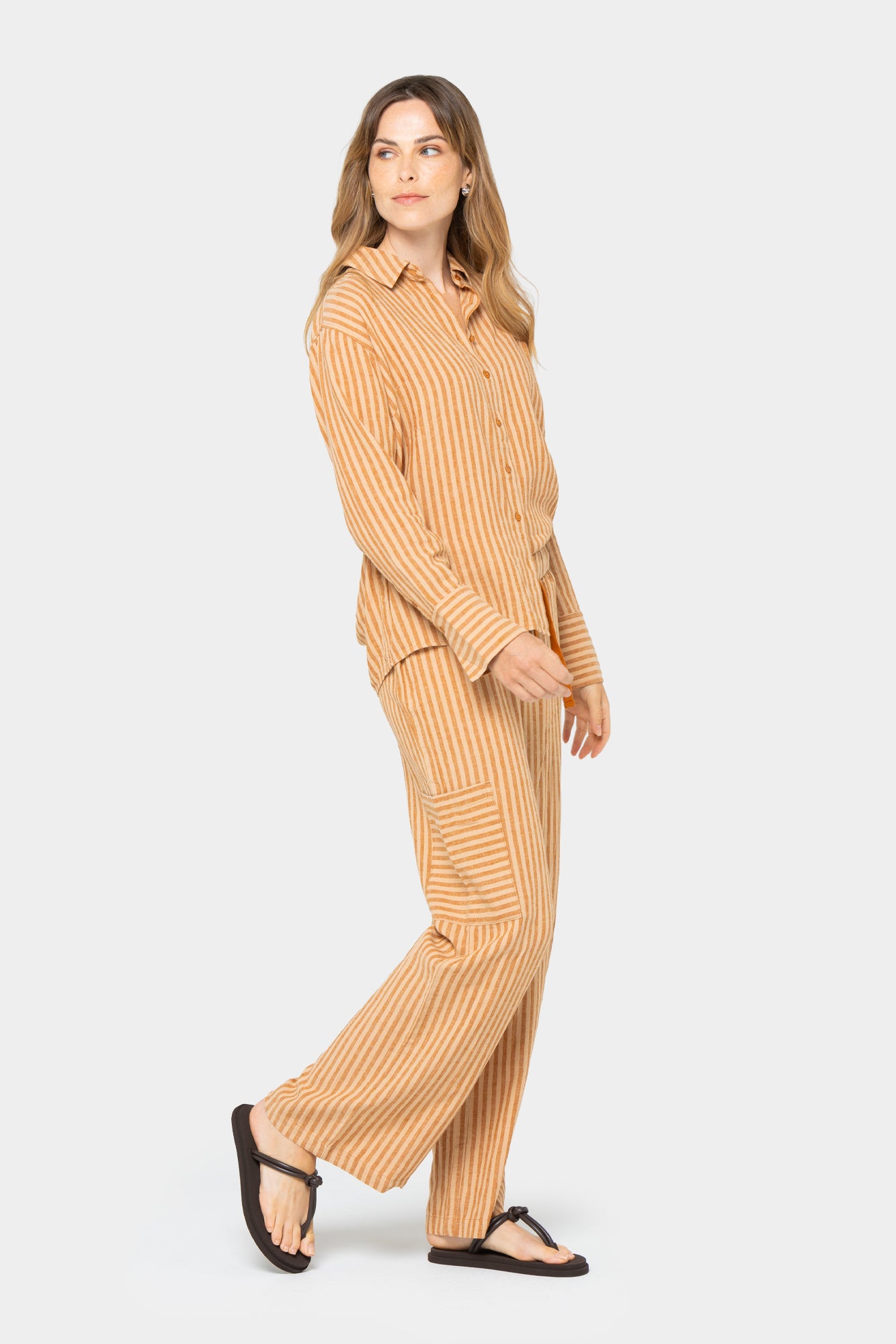 Boheme Linen Blend Contrast Tie Pant