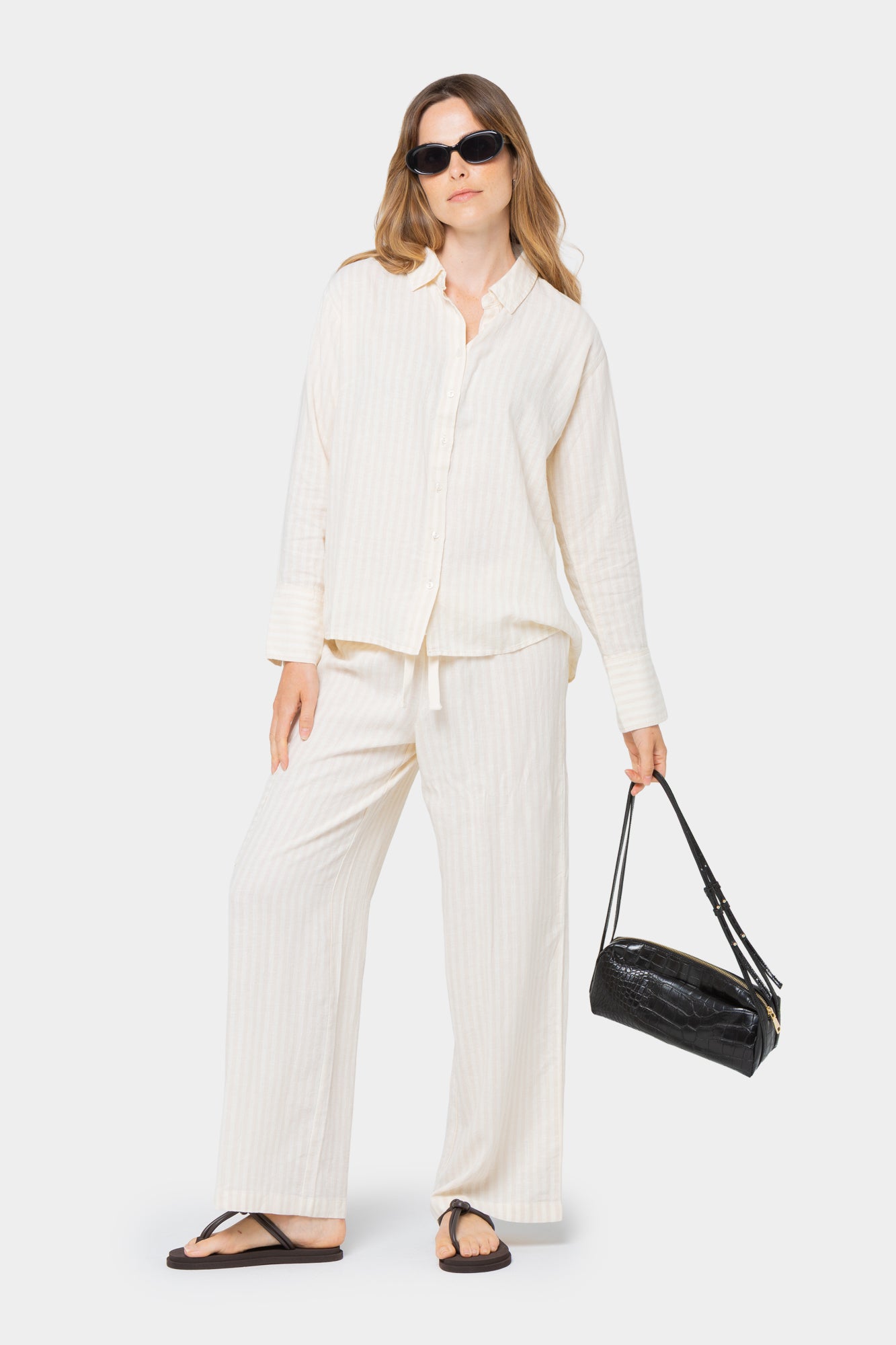 Boheme Linen Blend Contrast Tie Pant