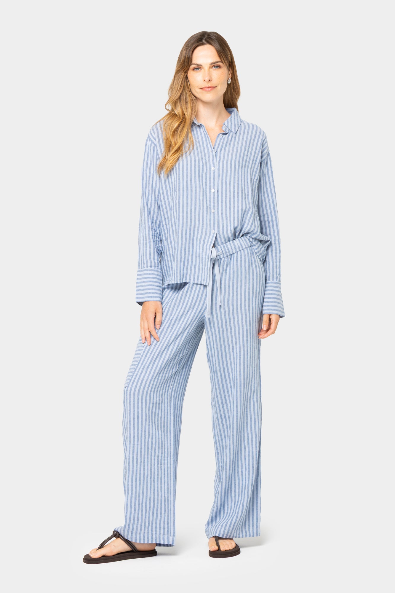 Boheme Linen Blend Contrast Tie Pant